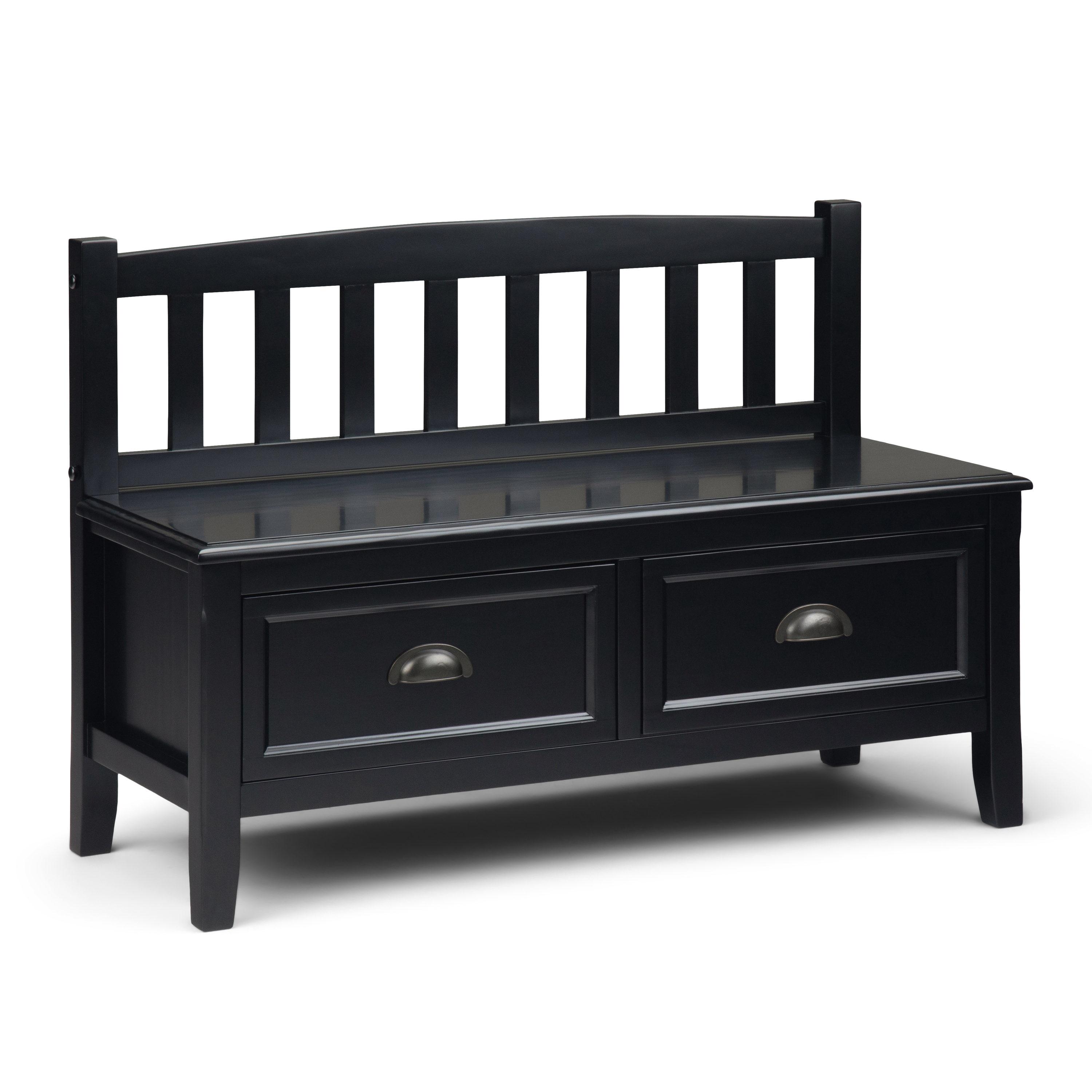 Burlington Wood 42 inch Wide Transitional Entryway Bench with Drawers in Black