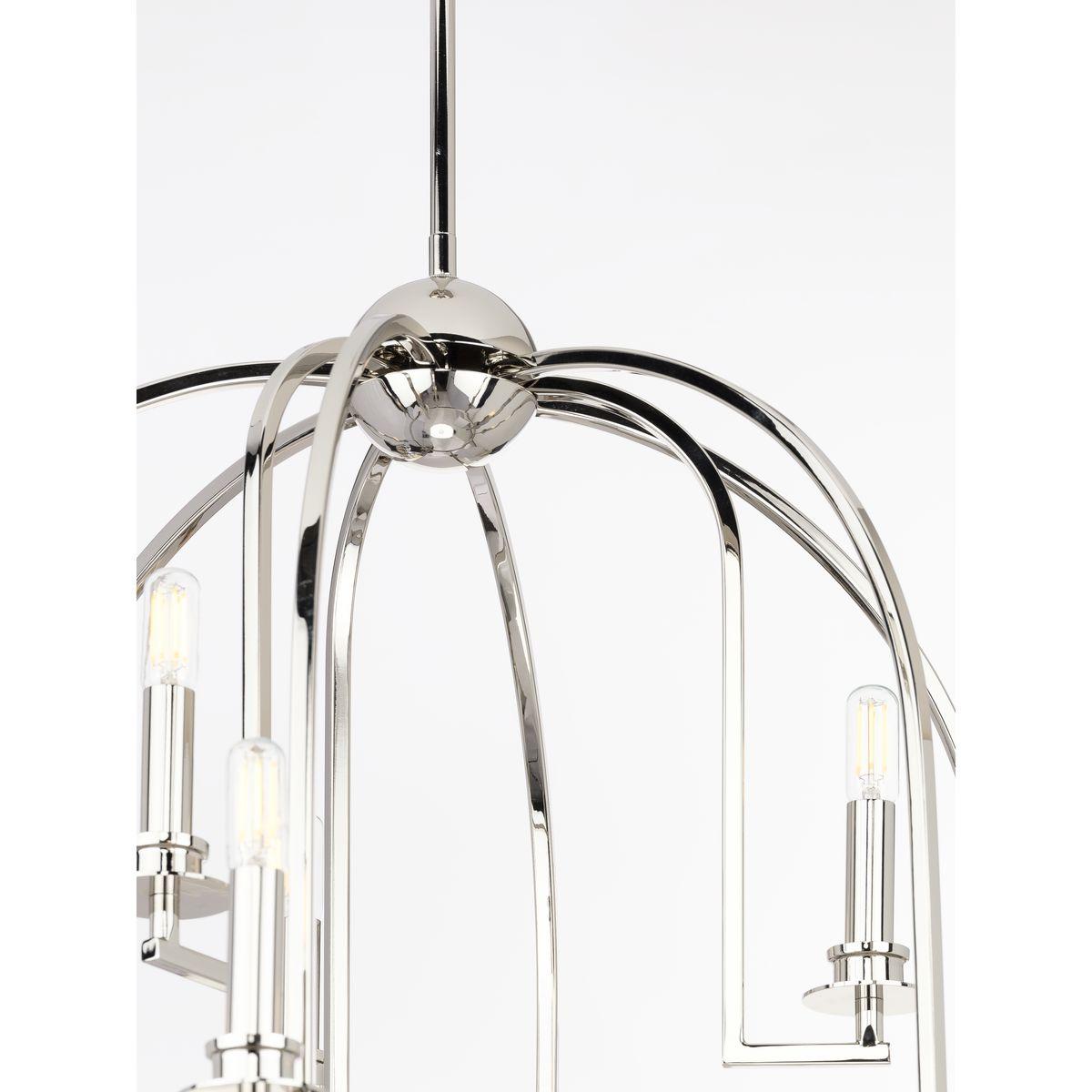P400187-104-Progress Lighting-Seneca - Chandeliers Light - 9 Light in Farmhouse style - 30 Inches wide by 20.88 Inches high-Polished Nickel Finish