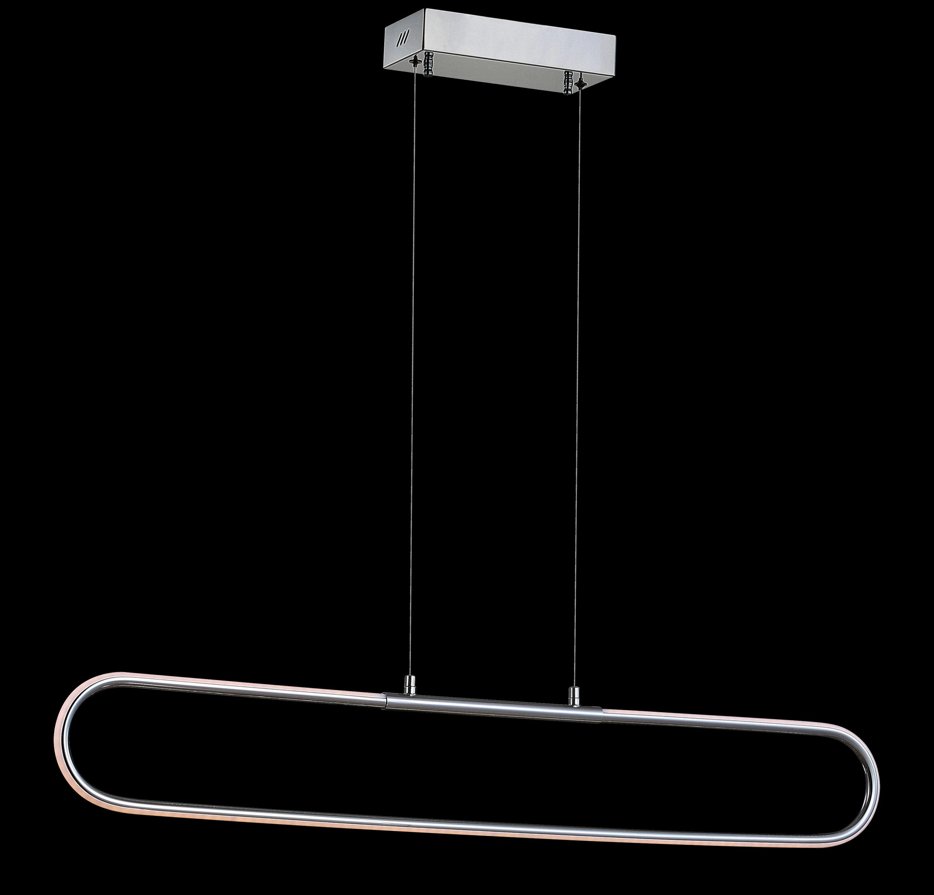 Ned 39" Dimmable Adjustable Integrated LED Metal Linear Pendant, Chrome