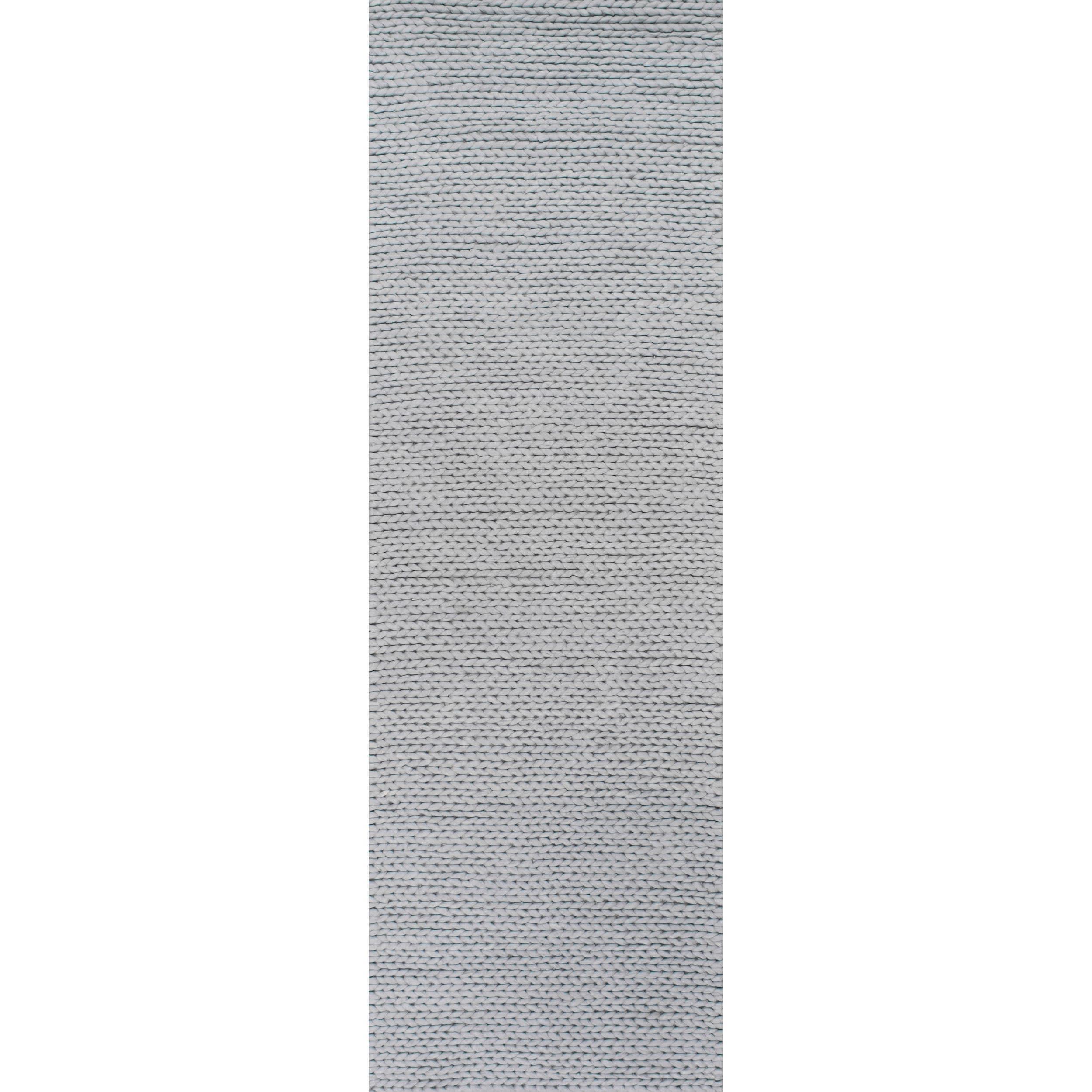 nuLOOM 2x8 Penelope Wool Braided Handmade Area Rug, Light Grey, Solid Rustic Farmhouse Style, For Bedroom, Living Room, Hallway, Entryway