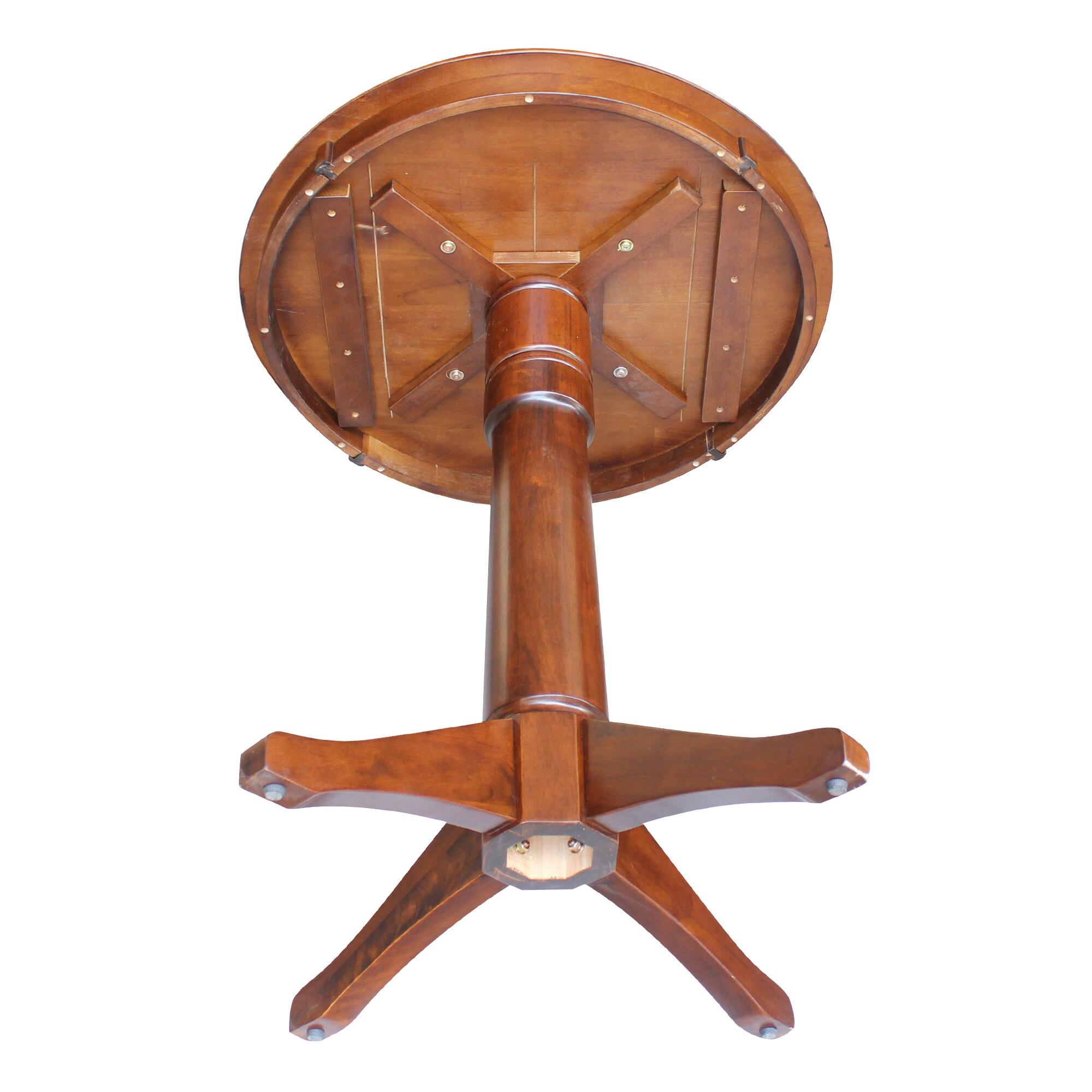 30" Nick Round Top Pedestal Table Counter Height Espresso - International Concepts: Solid Wood, Seats 4