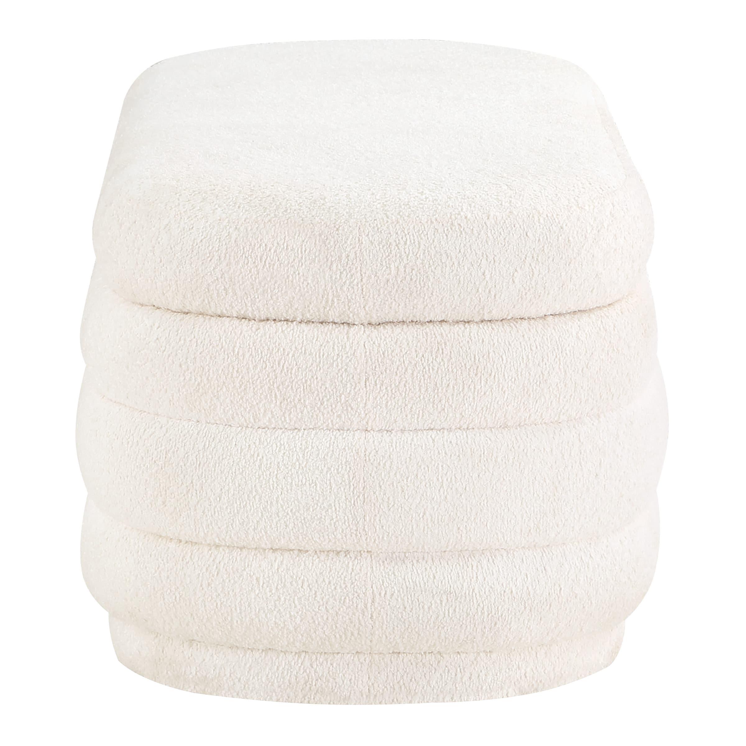 Clifford Storage Bench- White Fabric Snow Sherpa