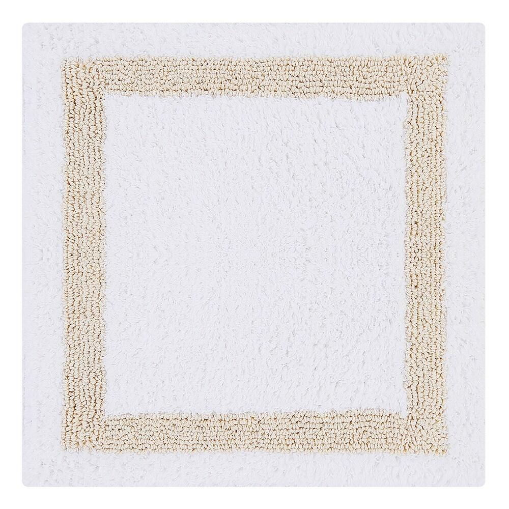 Better Trends Hotel 100% Cotton Tufted Two Tone Reversible Bath Rug 17" x 24" Rectangle - White/Sand