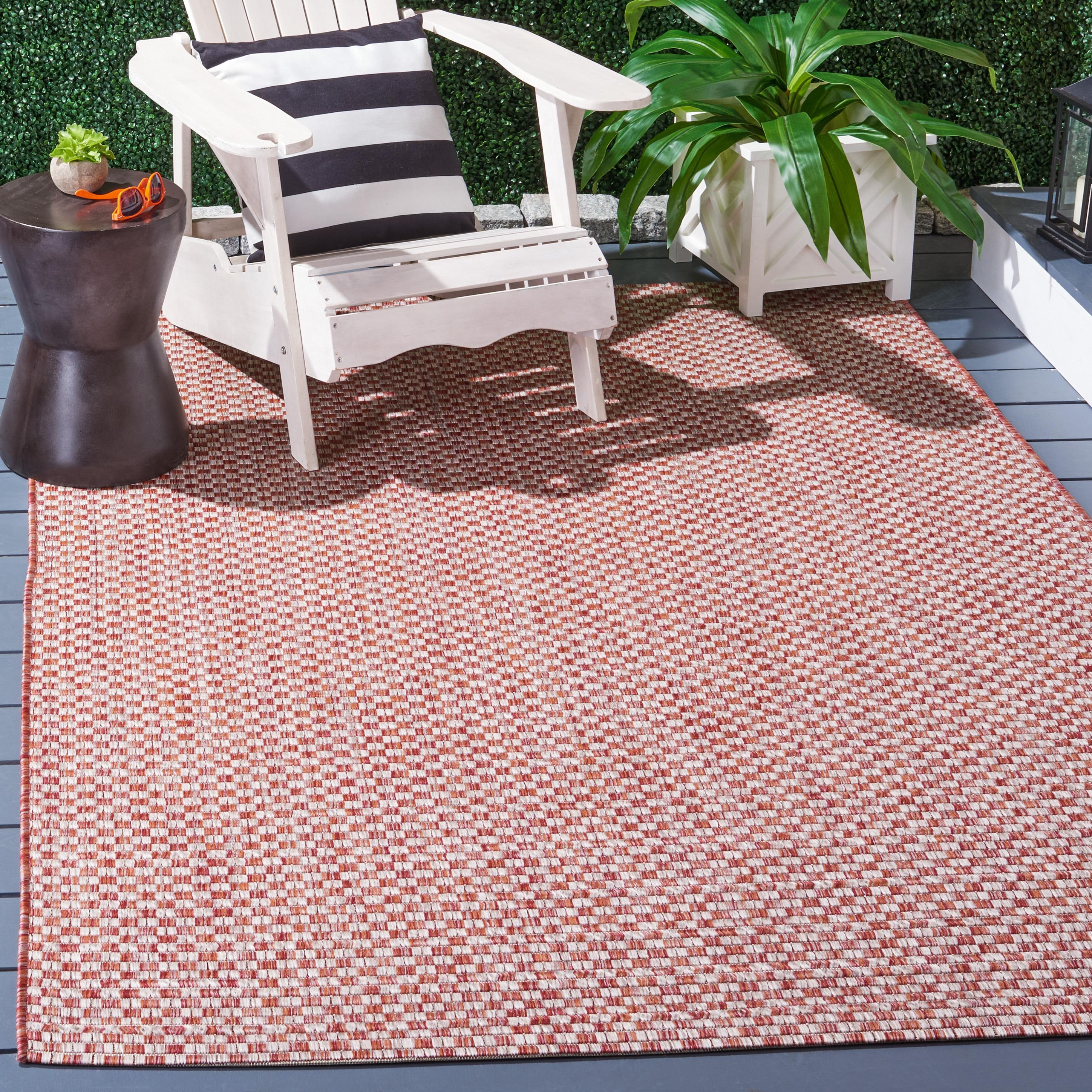 Courtyard CY8653 Power Loomed Indoor and Outdoor Area Rug - Rust/Light Grey - 4'x4' - Safavieh