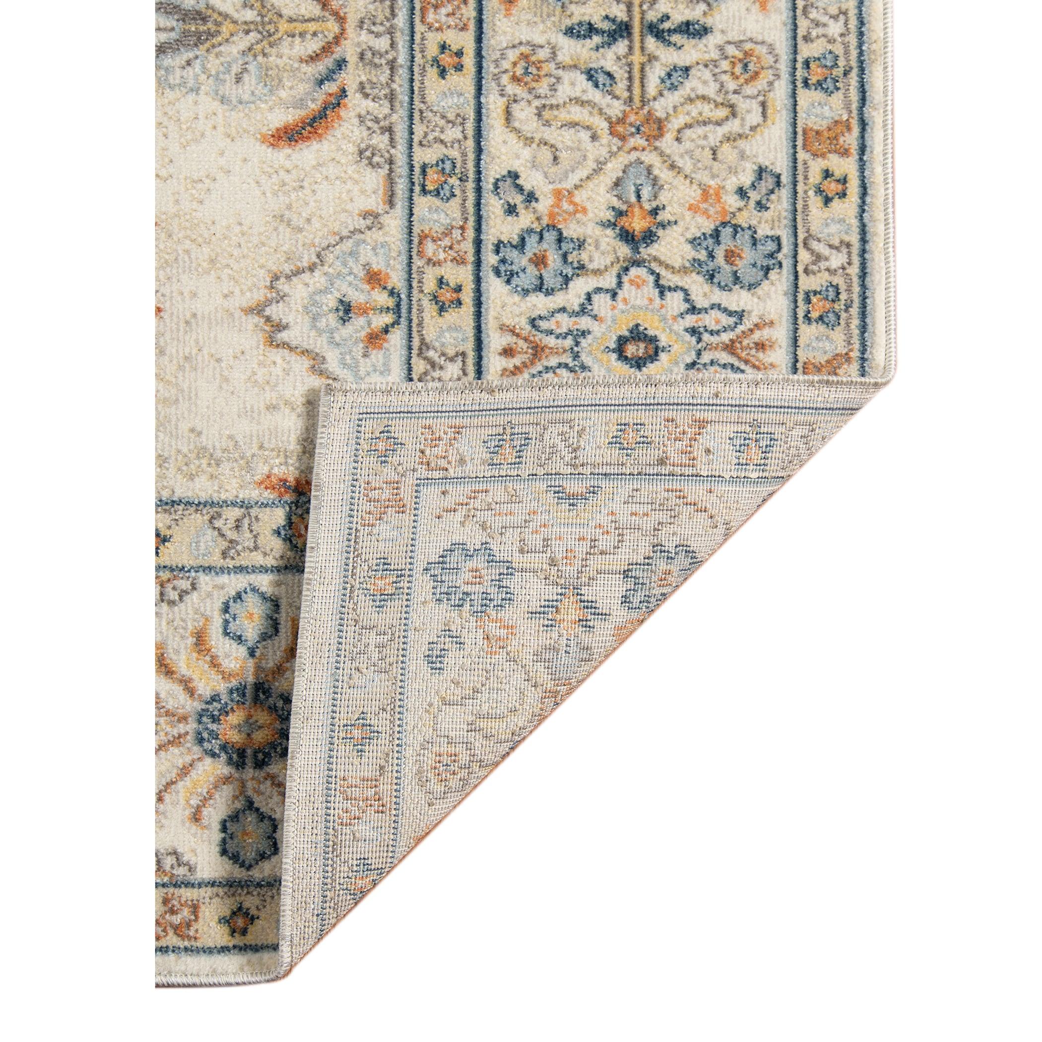 Bohemian Bordered Beige & Orange Synthetic Area Rug 36x24