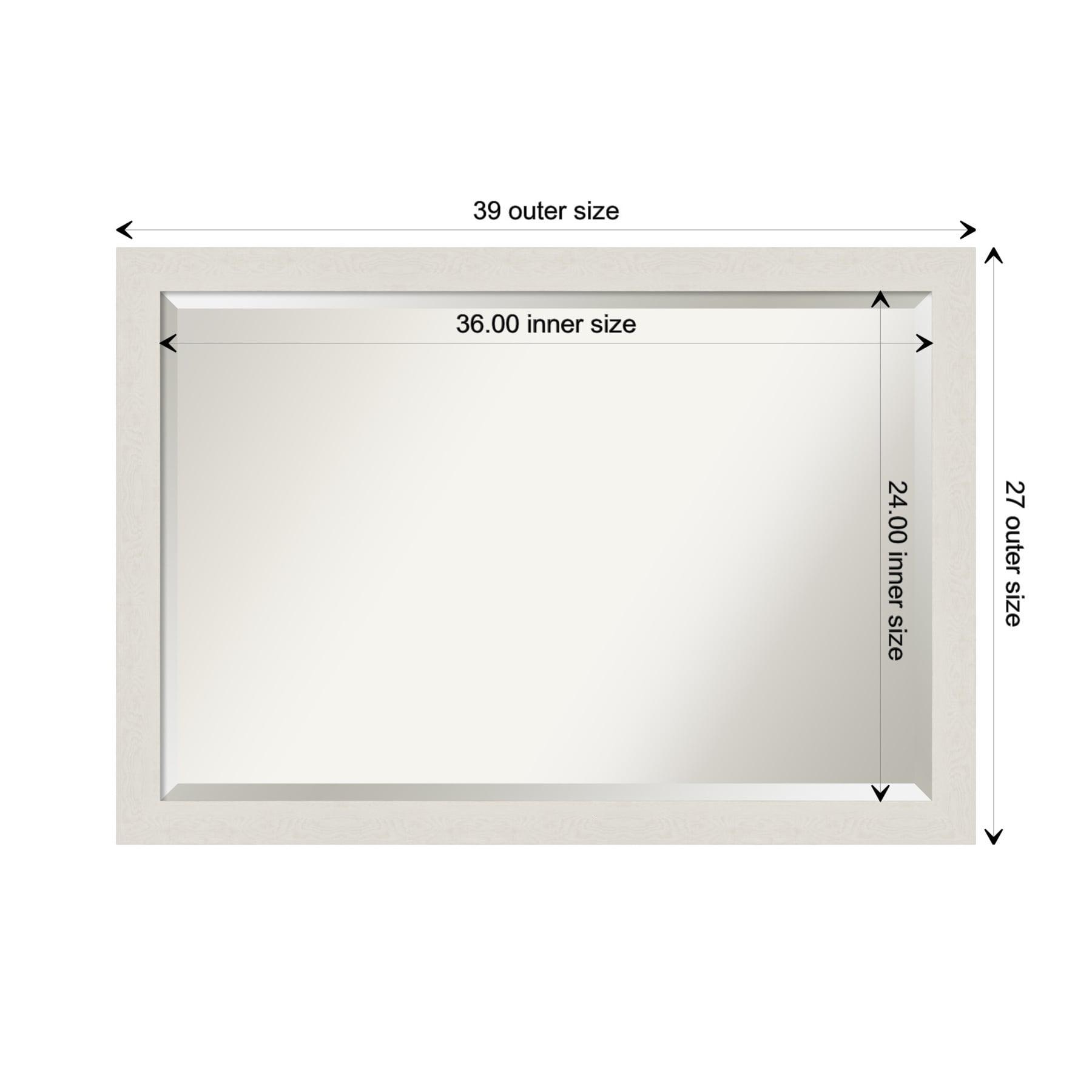 39" x 27" Rustic Plank White Framed Bathroom Vanity Wall Mirror - Amanti Art: Wall Mounted, Includes Hardware
