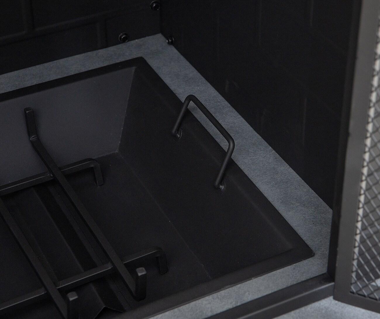 SUNJOY 42 in. Wood Burning Fireplace, Steel Outdoor Fireplace with Chimney, Log Holders, Fire Poker and PVC Cover