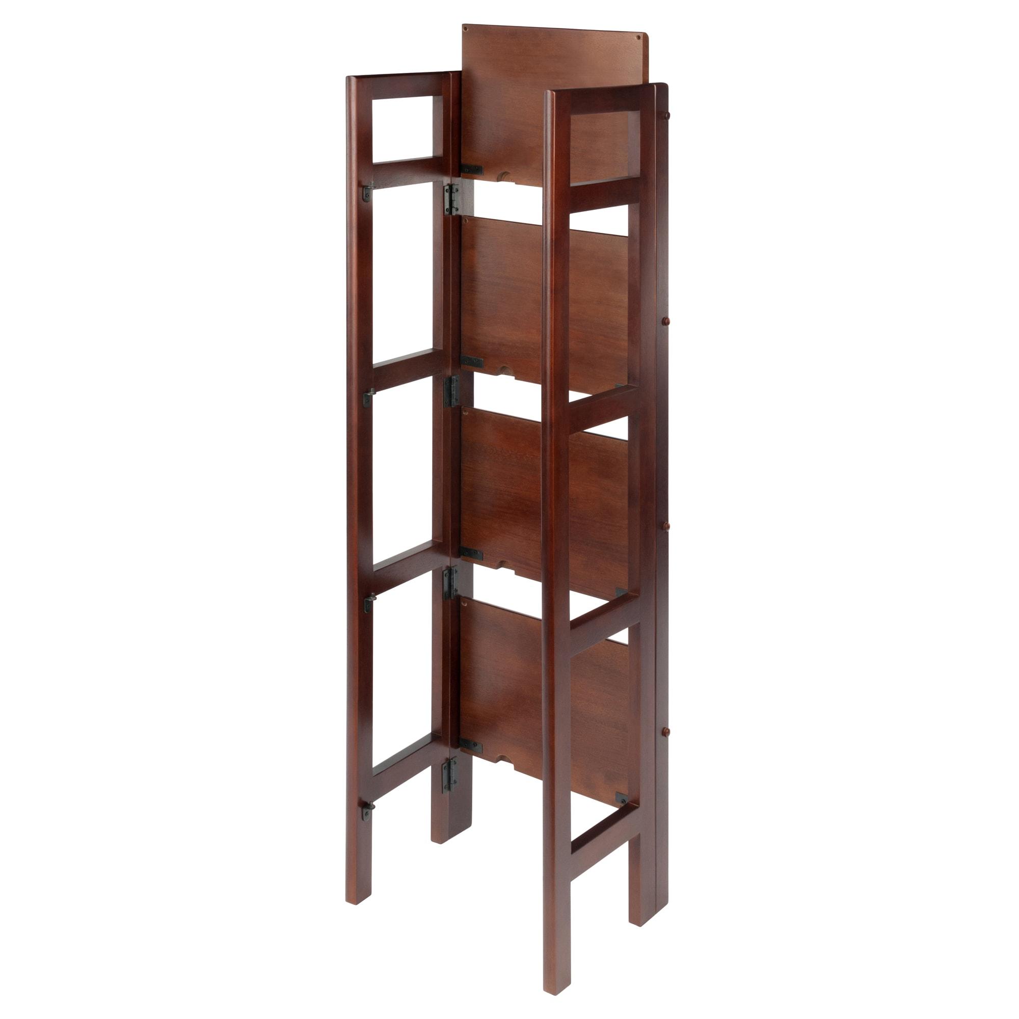 51.34" Terry Folding Bookcase Walnut - Winsome: Beech Wood, 4 Shelves, Space Saver