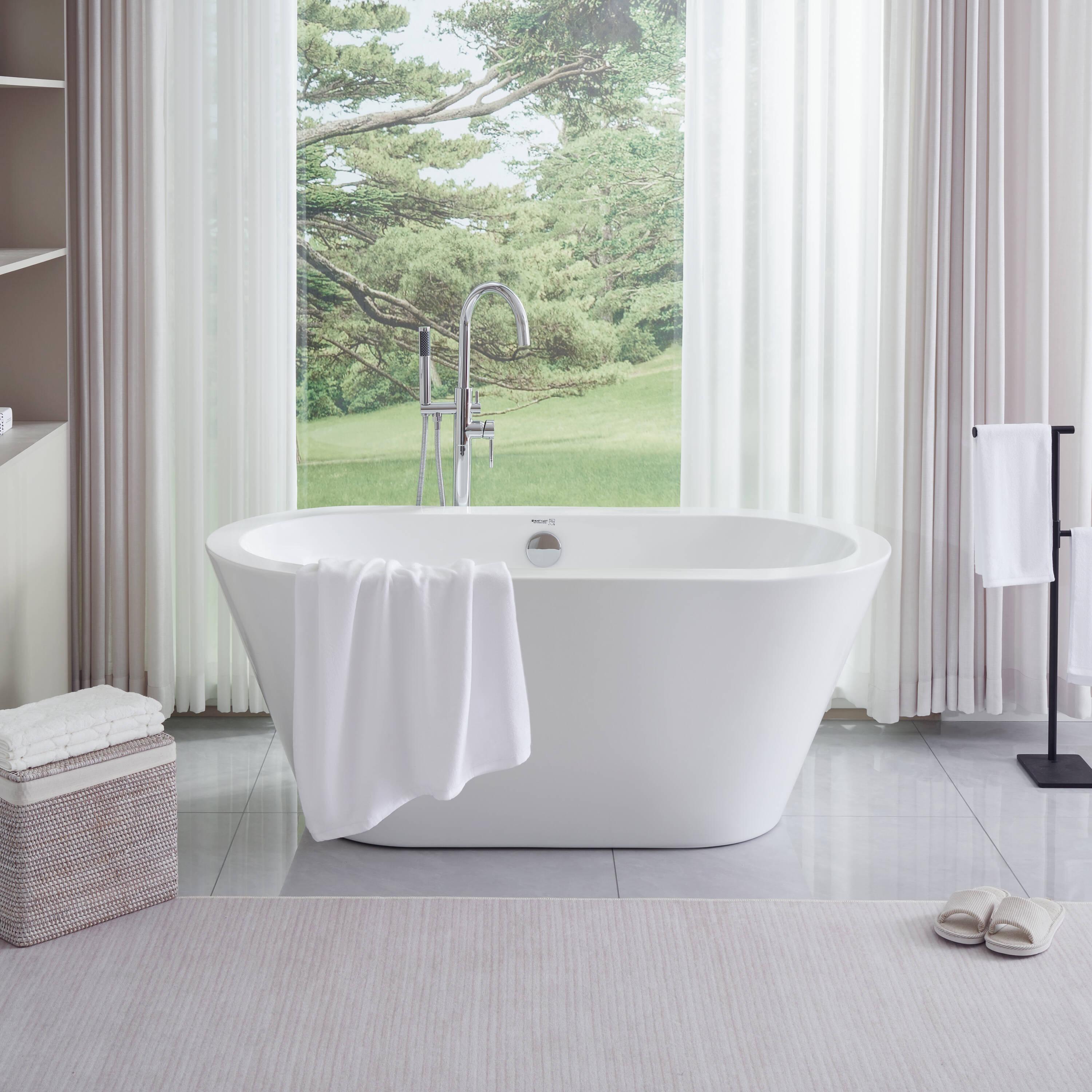 Iris 59" x 30" Freestanding Soaking Acrylic Bathtub