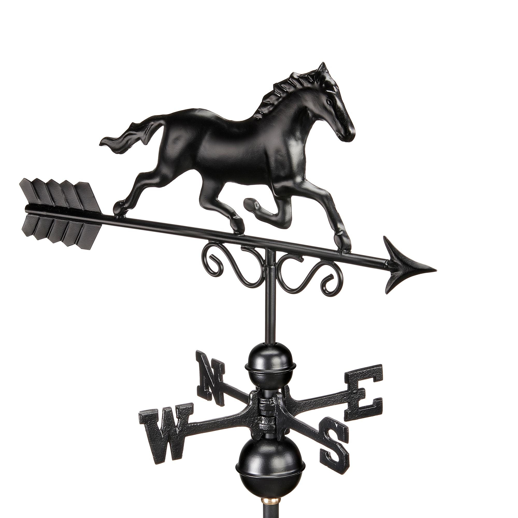 1974K Copper Galloping Horse Weathervane - Black - Good Directions: Outdoor Rooftop Decor, Easy-to-Install