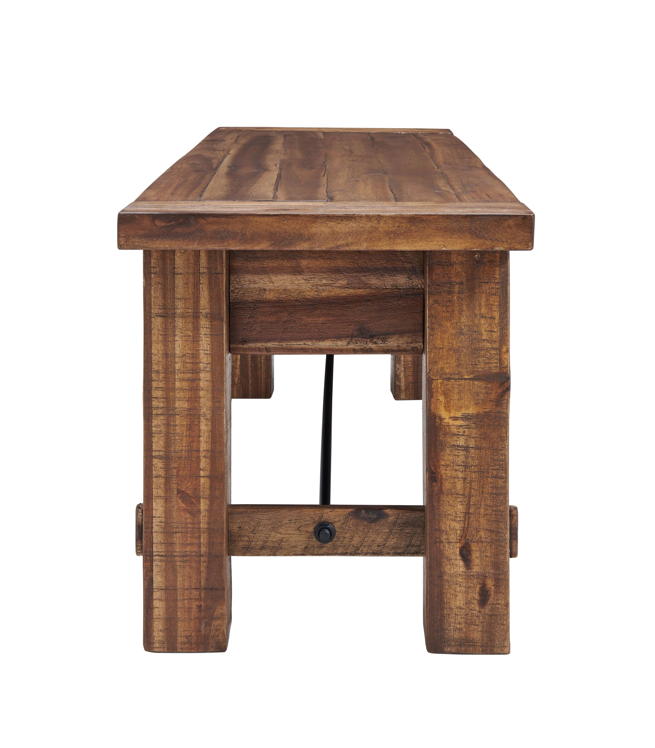 Durango Wood Entryway/Dining Bench Dark Brown - Alaterre Furniture: Industrial Accent, 60" Long