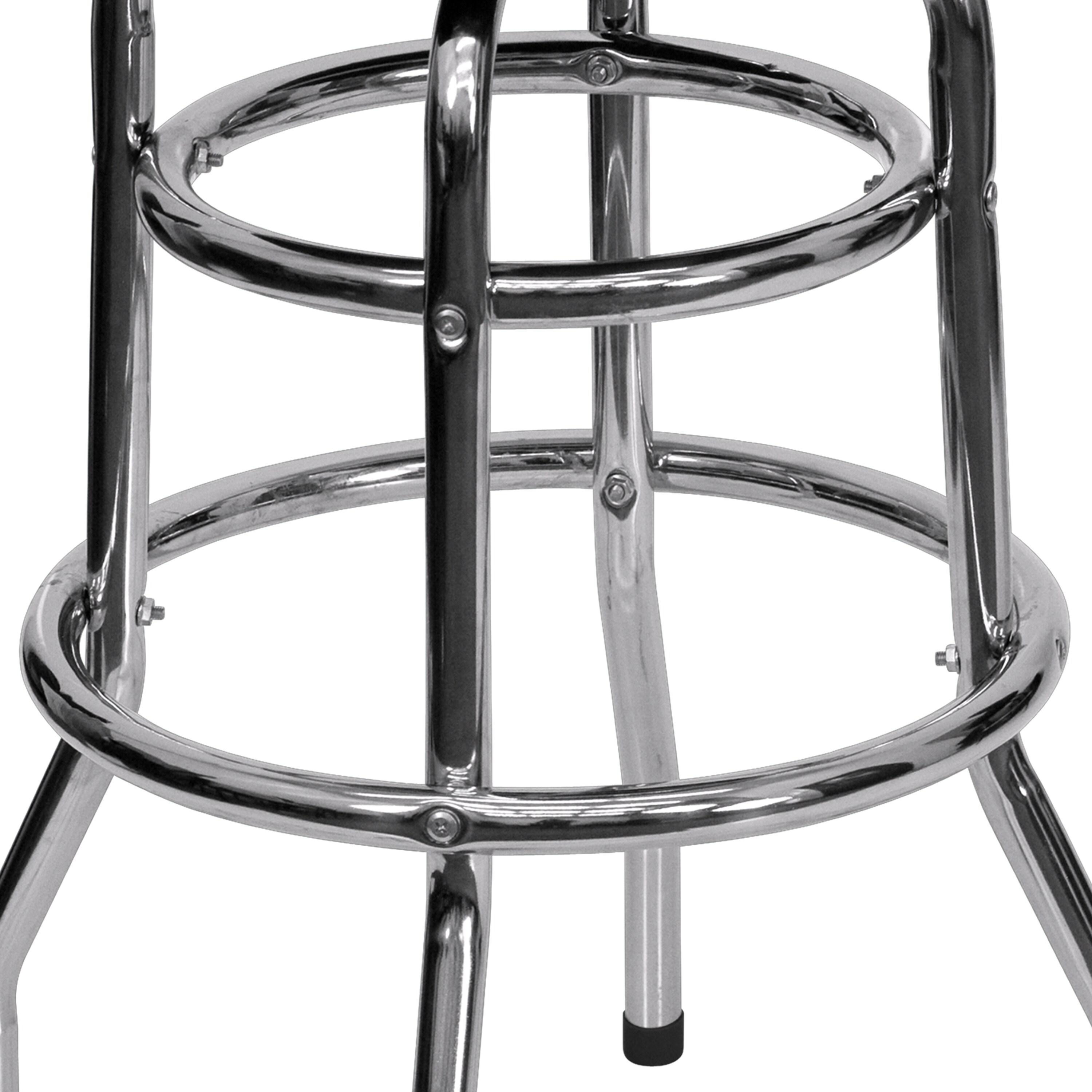 Flash Furniture Double Ring Chrome Barstool with Black Seat