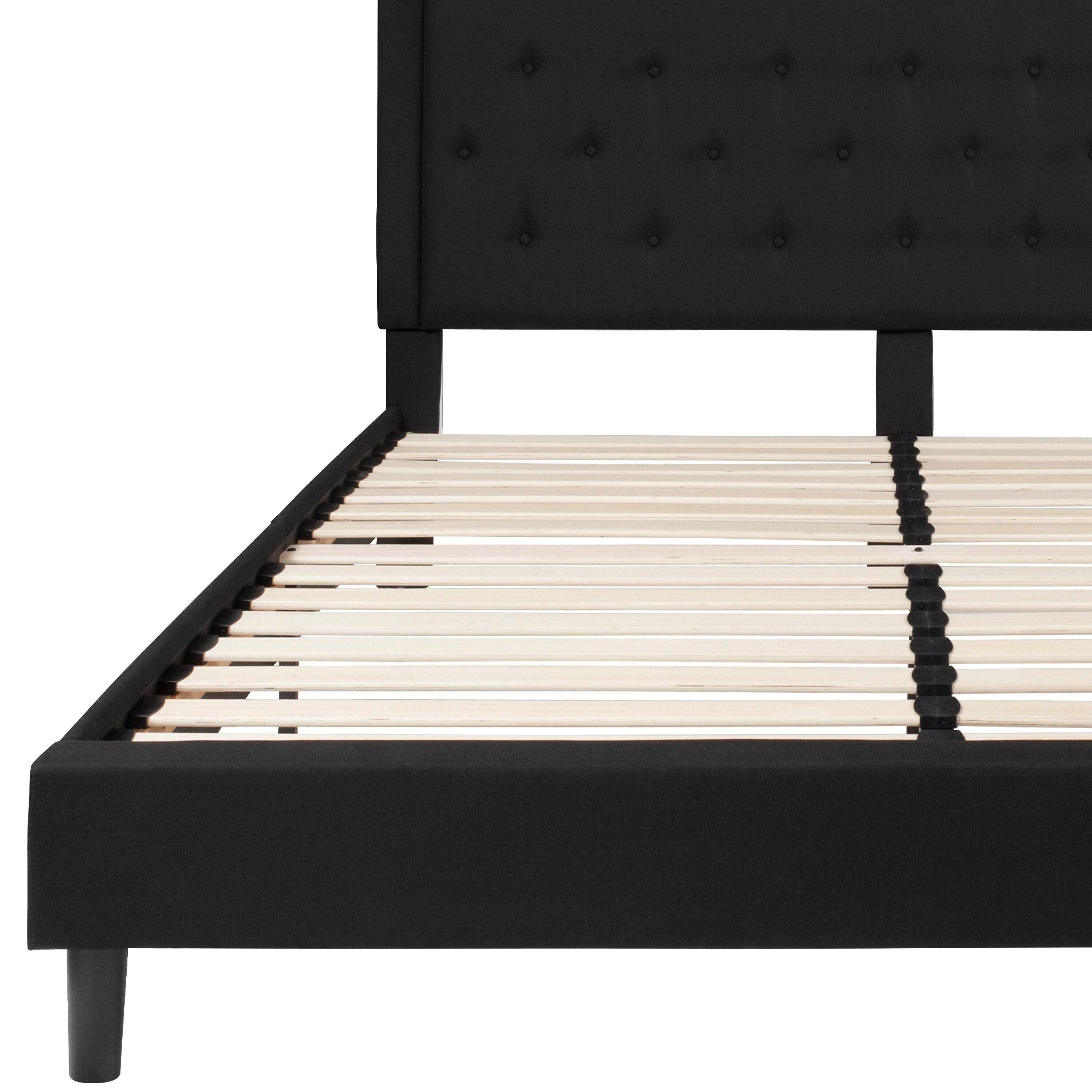 Lark Manor™ Aluino Panel Button Tufted Upholstered Platform Bed Frame - No Box Spring Required
