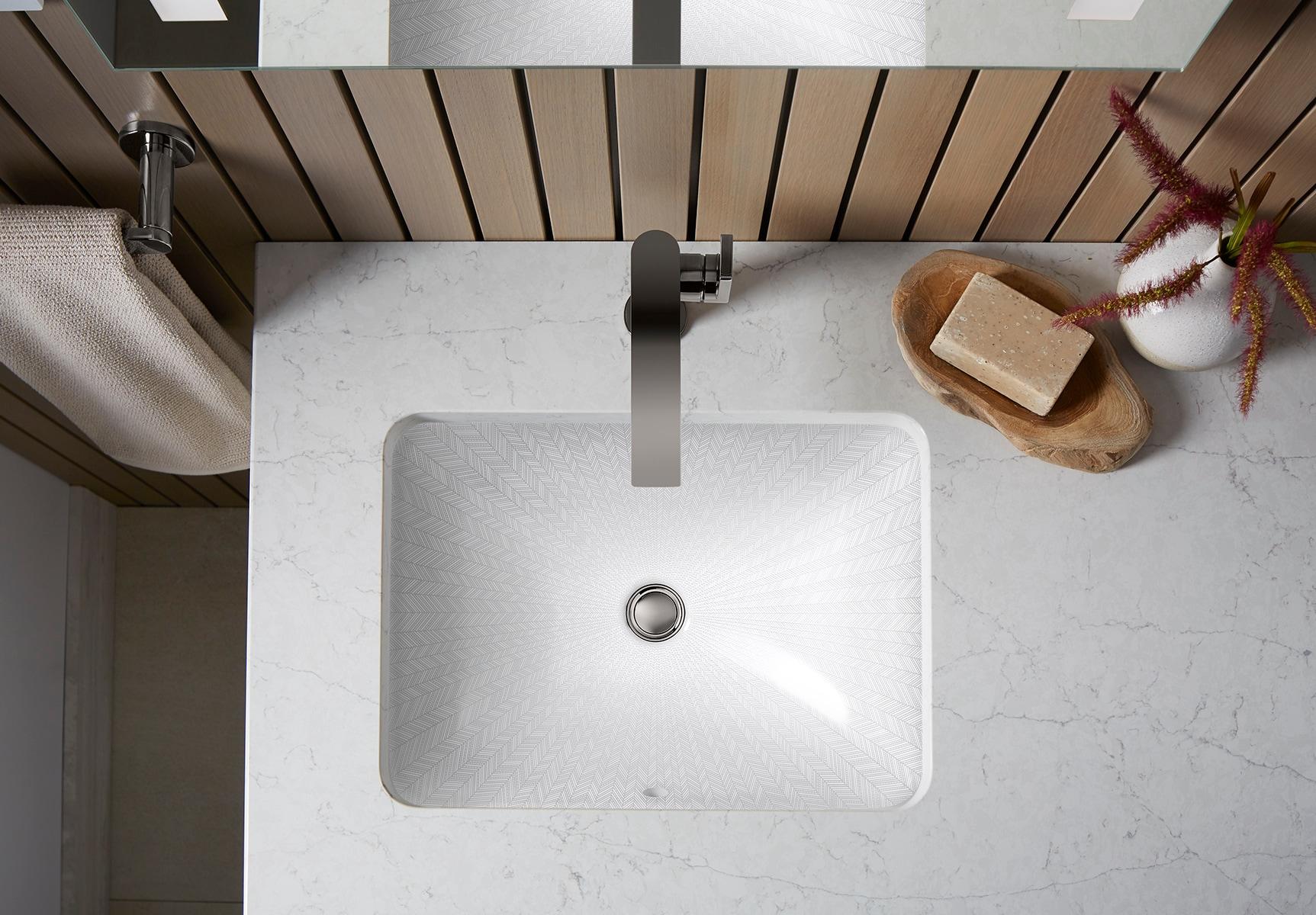 KOHLER Sartorial Herringbone Caxton, ARTIST EDITIONS Rectangle Undermount Bathroom Sink