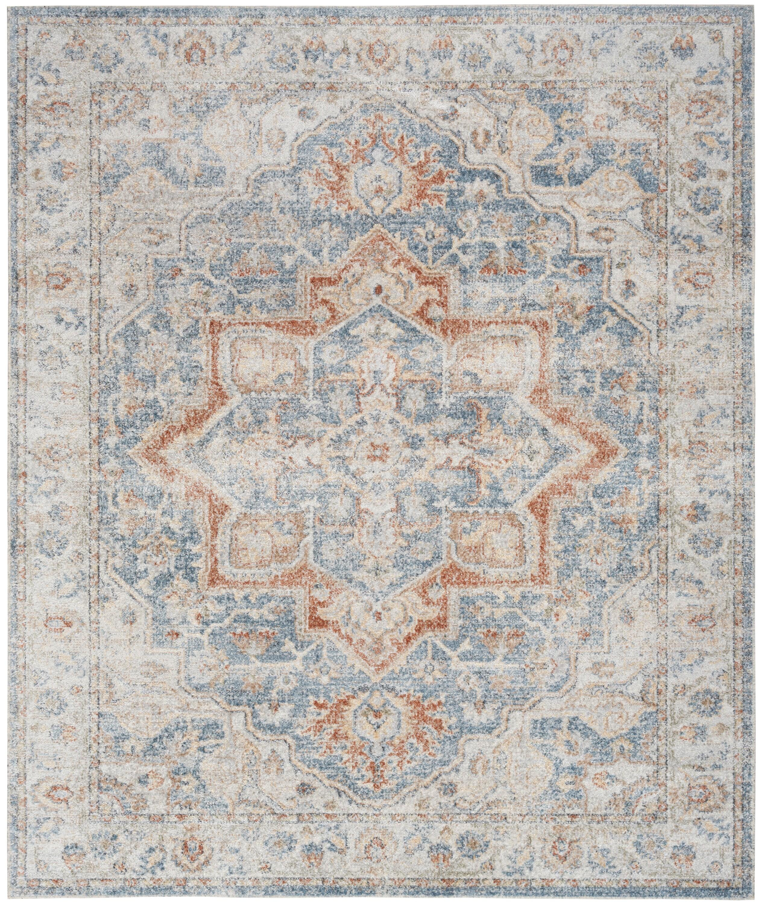 Nourison Astra Machine Washable Vintage Medallion Indoor Rug Denim Multi 7'10" x 10'