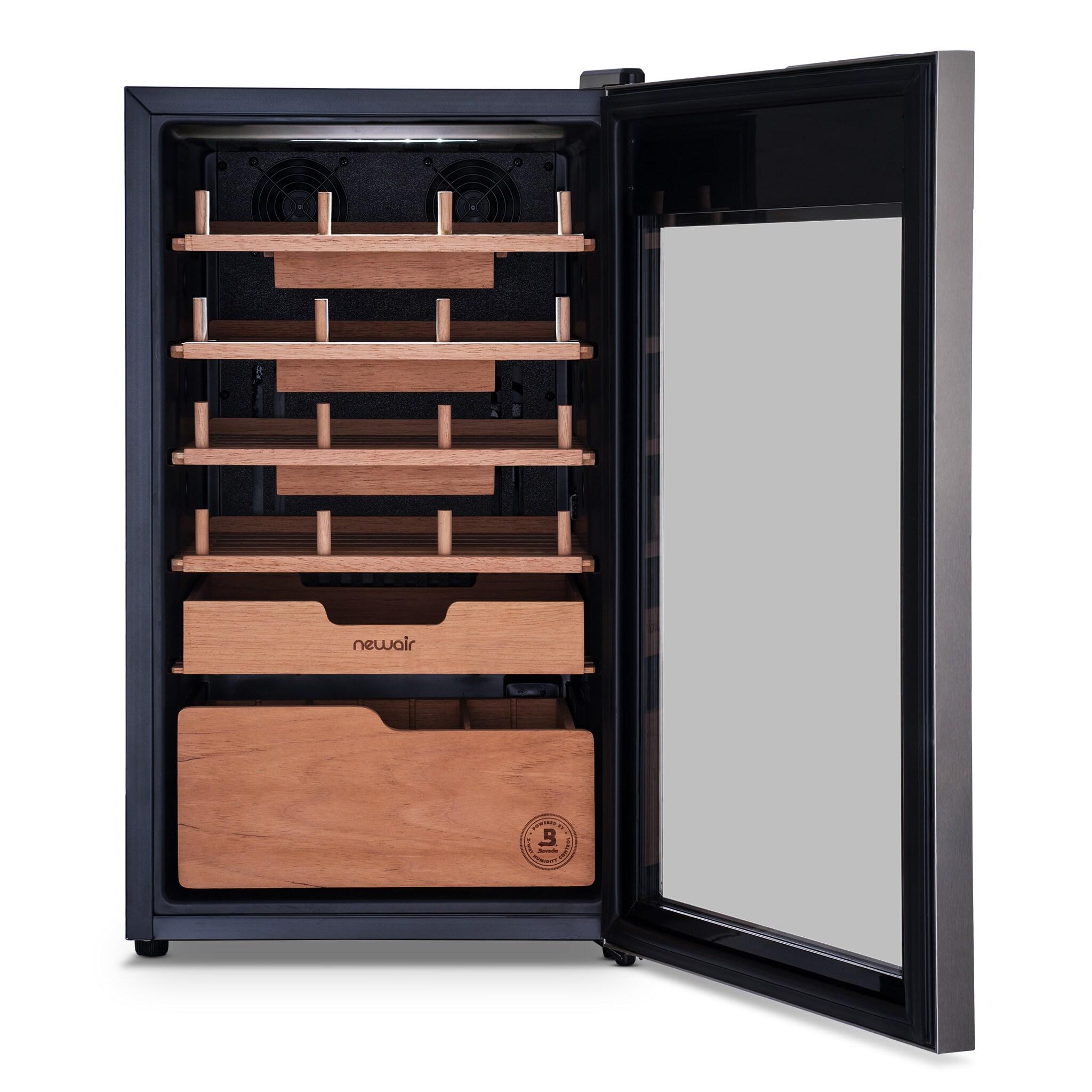 Newair x Boveda 500 Count Electric Humidor, Spanish Cedar Shelves, Temperature Control,Cigar Humidor