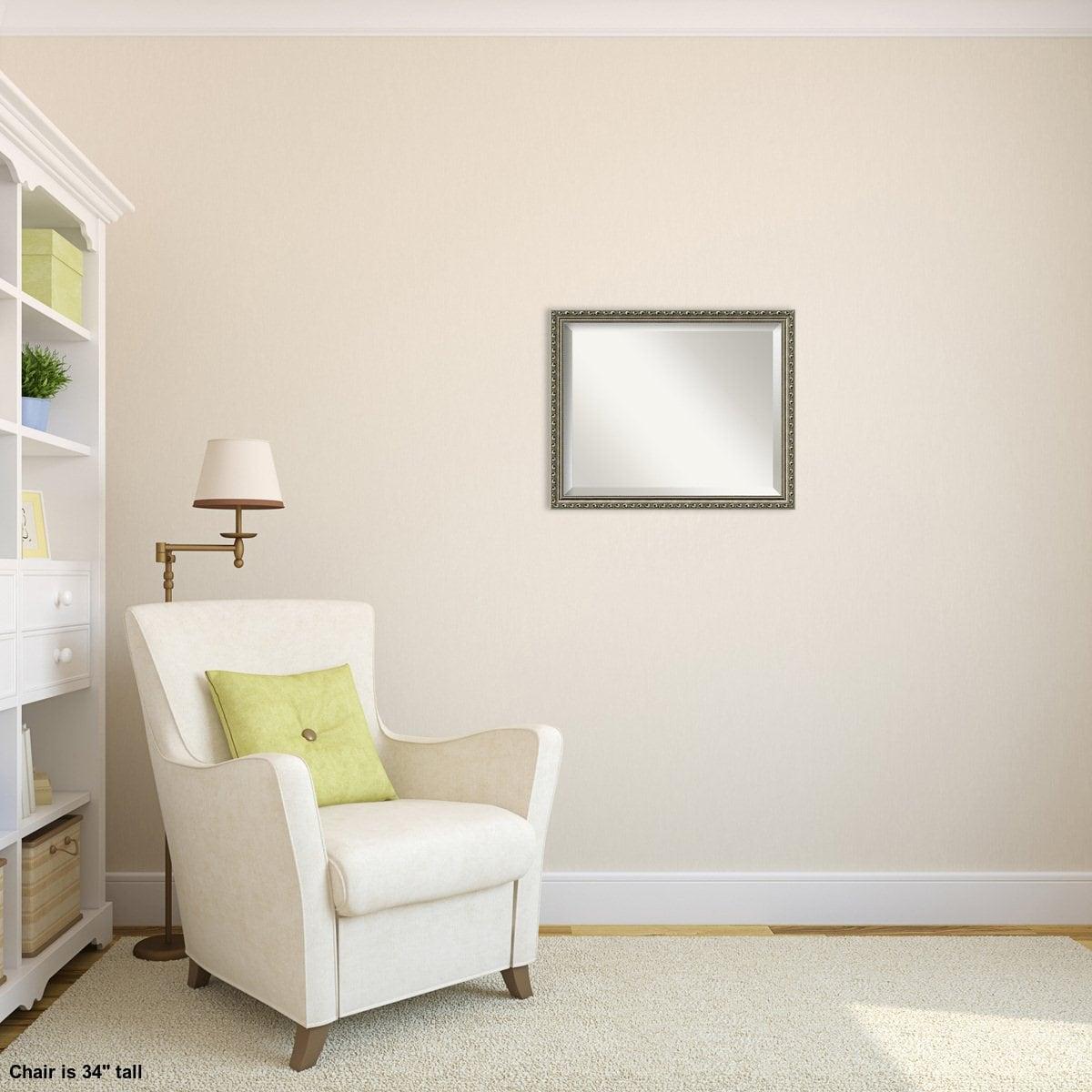 Amanti Art Parisian Silver Beveled Wood Wall Mirror 22.25 x 18.25 in.