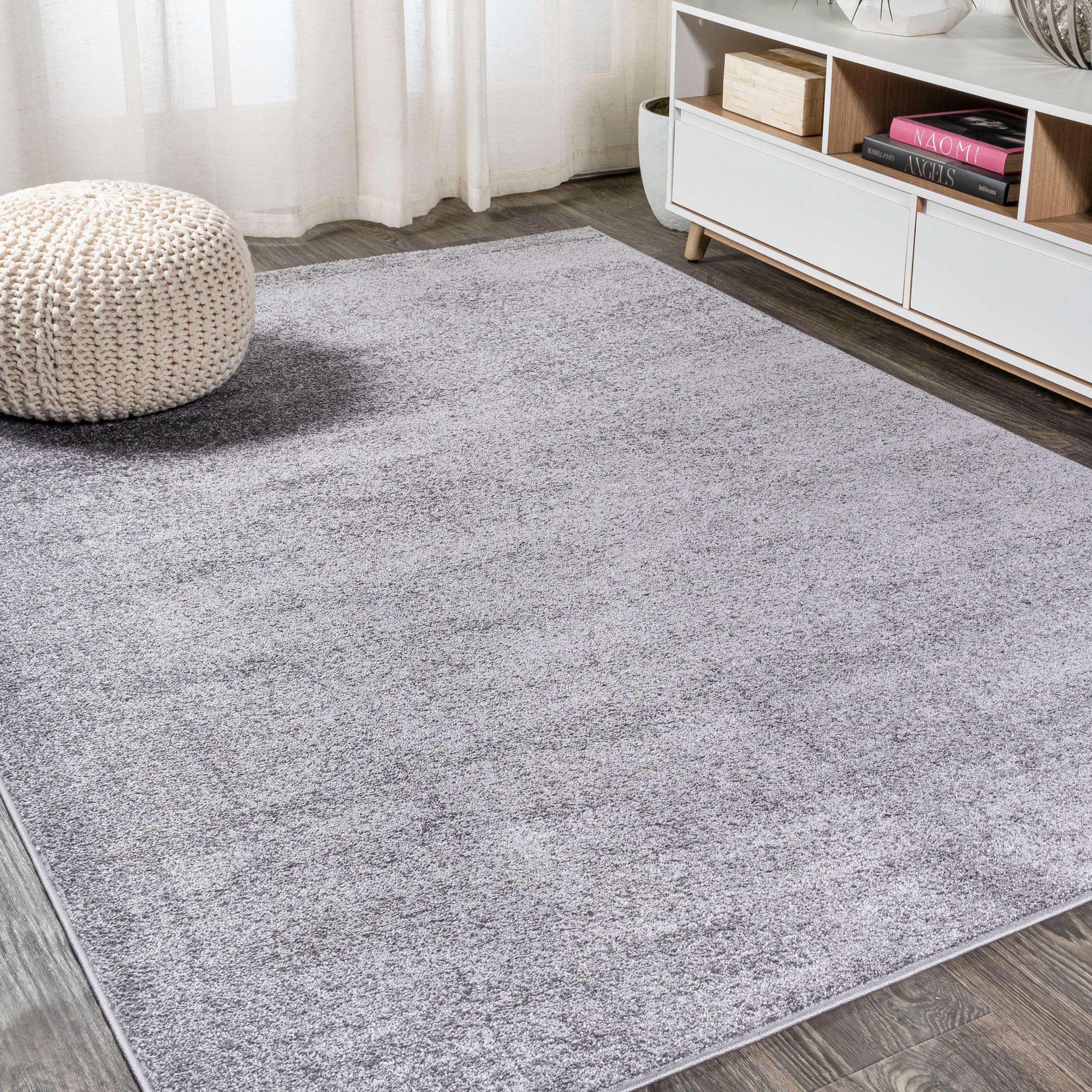 10' X 14' Rectangle Haze Solid Low-Pile Area Rug , Gray - JONATHAN Y