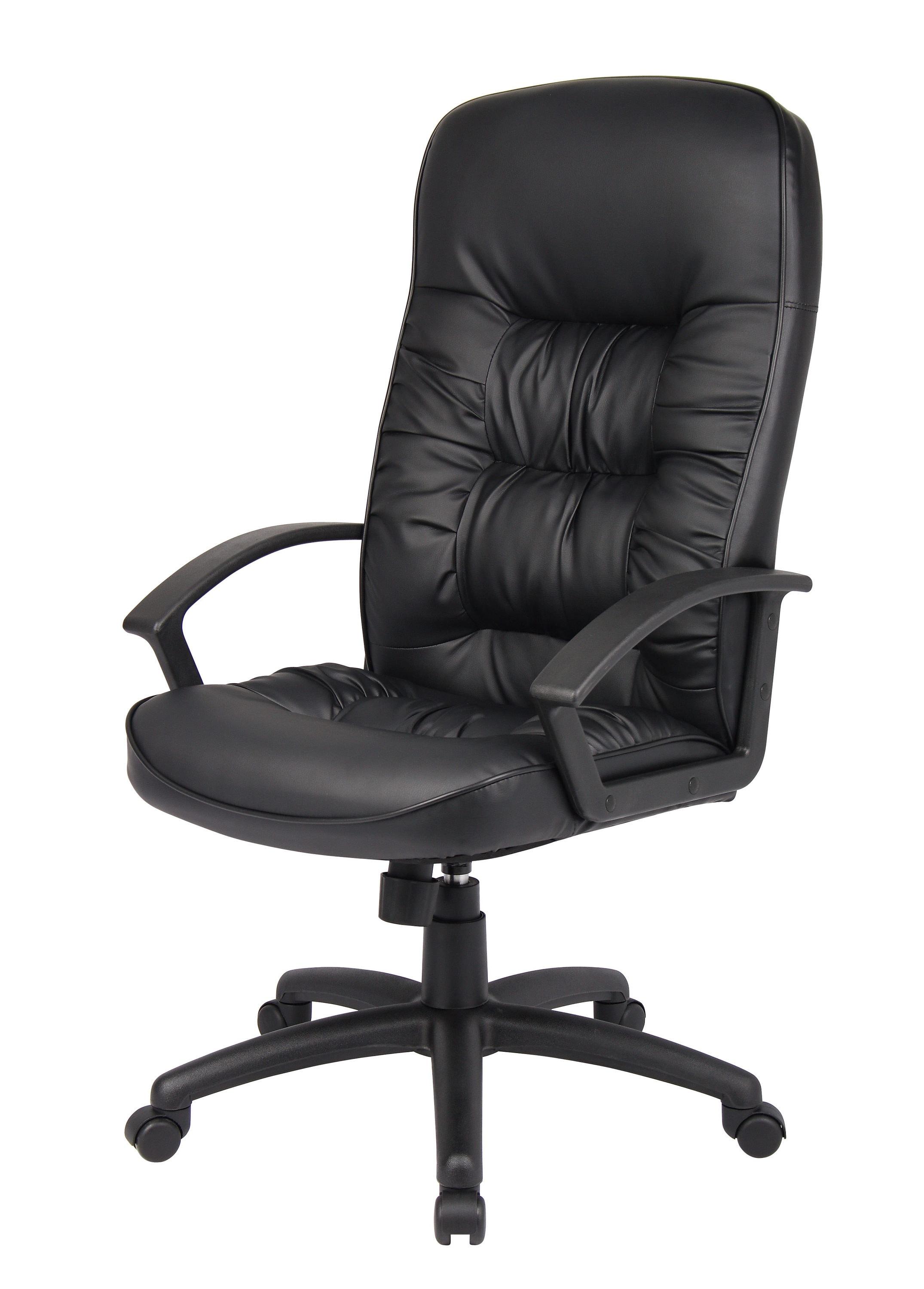 High Back LeatherPlus Chair Black - Boss Office Products: Ergonomic, Adjustable, Swivel, Casters/Wheels