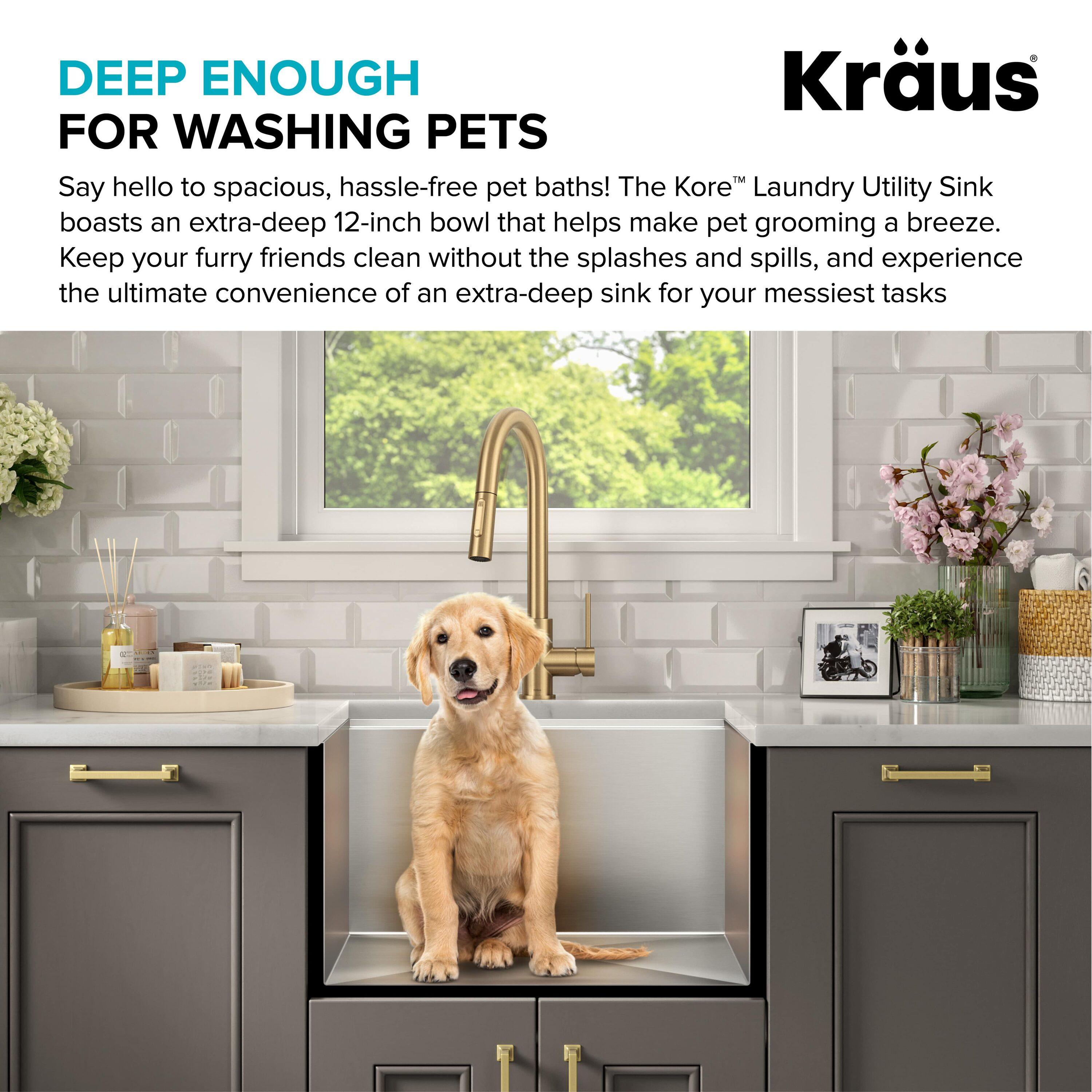 KRAUS Kore™ 23" L Undermount Workstation 16 Gauge Stainless Steel Single Bowl Laundry Utility Kitchen Sink