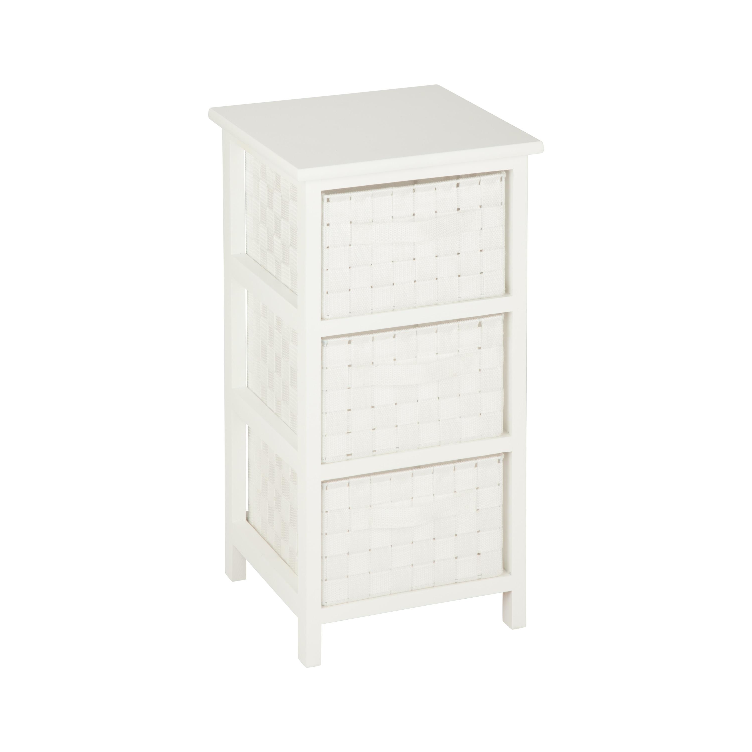 Honey-Can-Do 3 Drawer Chest White: Decorative Storage Drawers, Wood Surface, 24" Height, 12" Depth, 3 Shelves