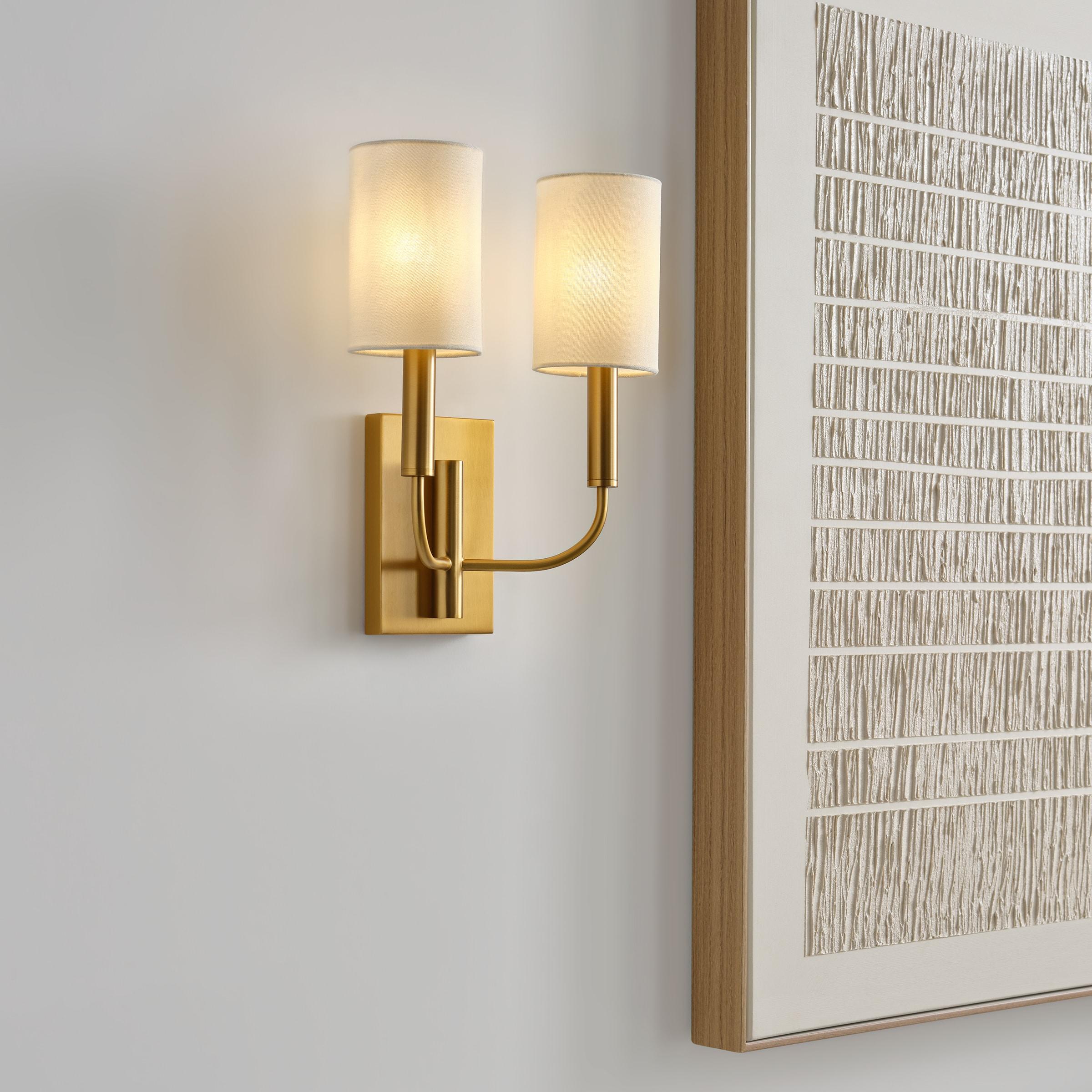 Brianna Burnished Brass 2-Light Dimmable Cylinder Sconce