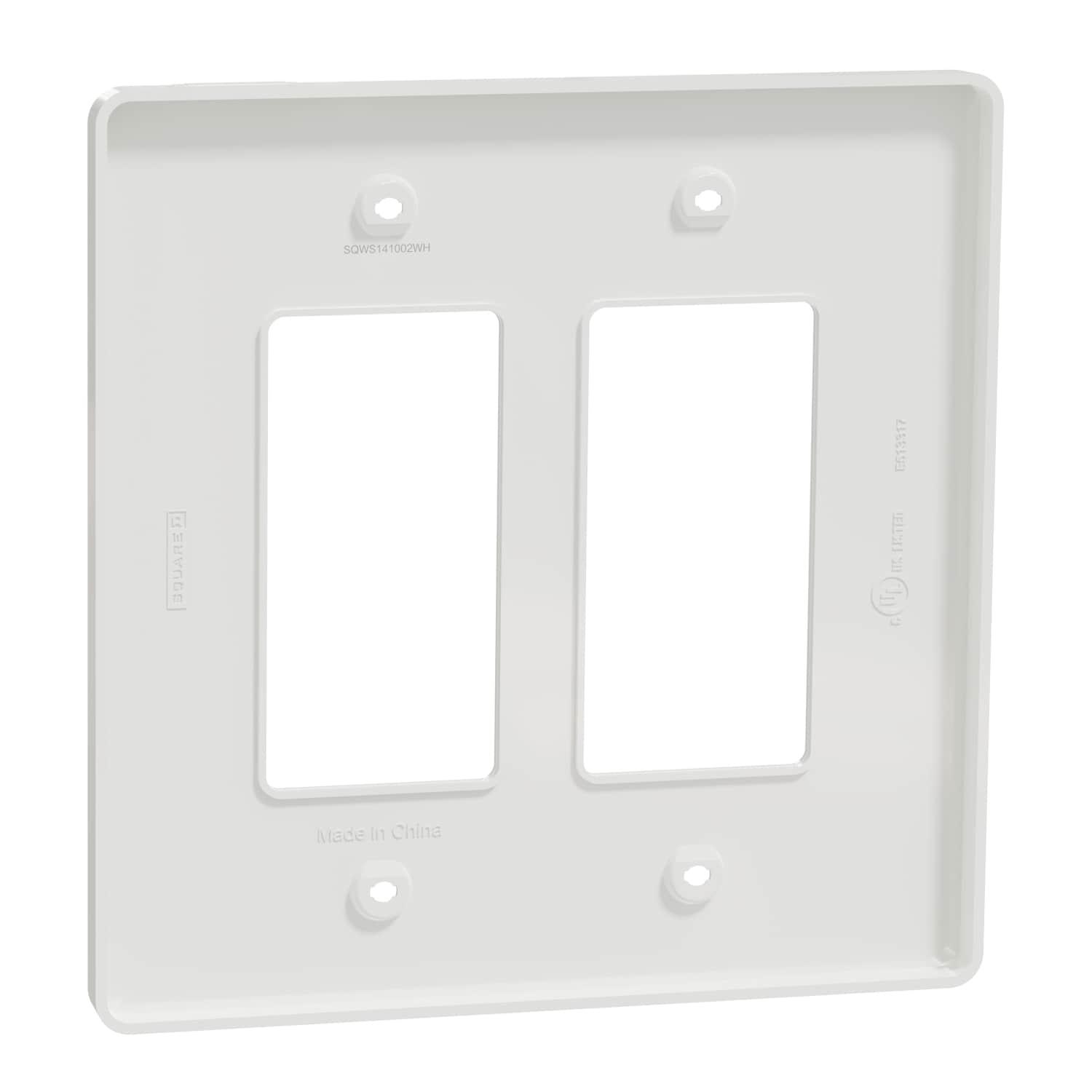 Matte White Mid-Size 2-Gang Polycarbonate Wall Plate