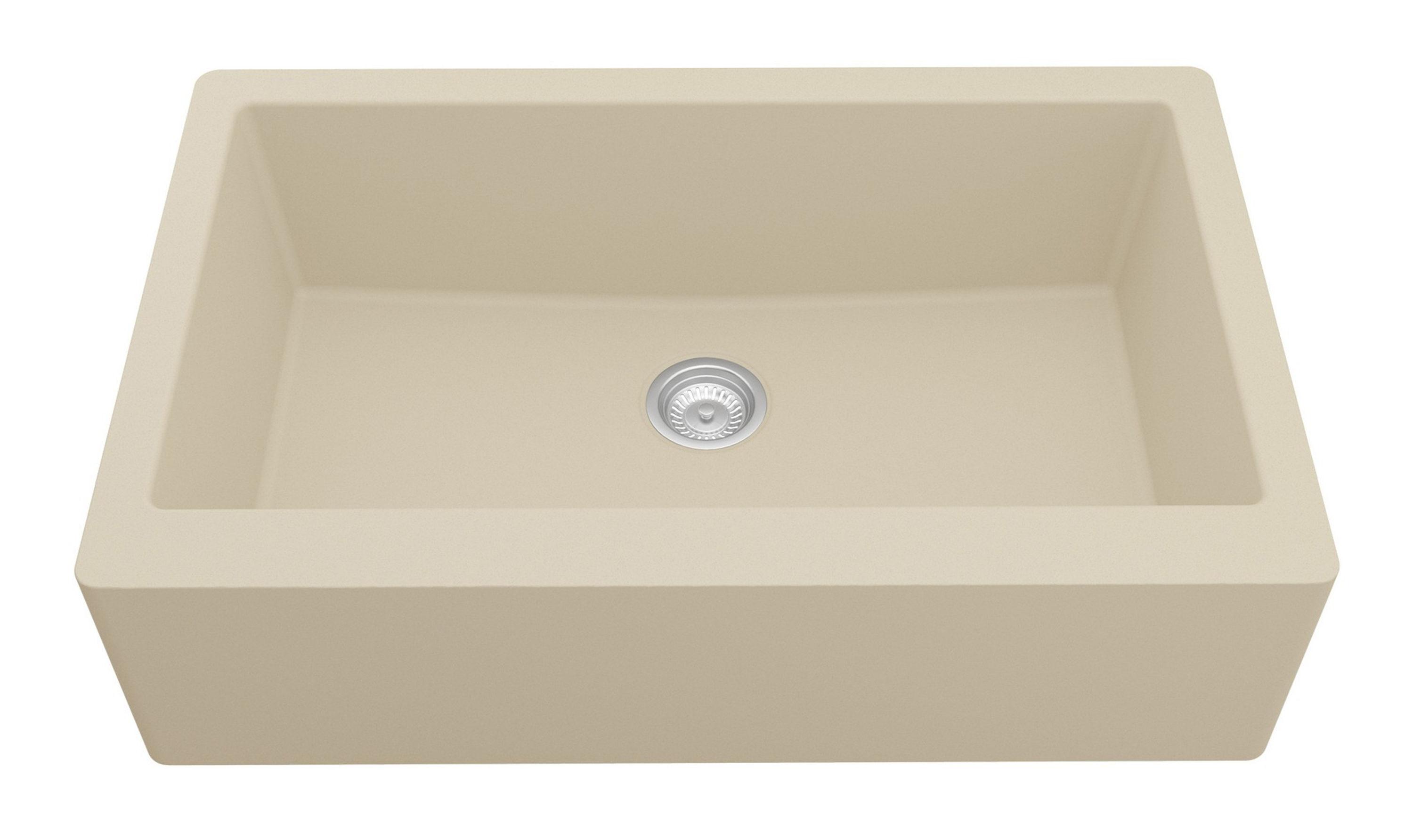 Karran Farmhouse/Apron-Front Quartz Composite 34'' X 21-1/4'' Single Bowl Kitchen Sink