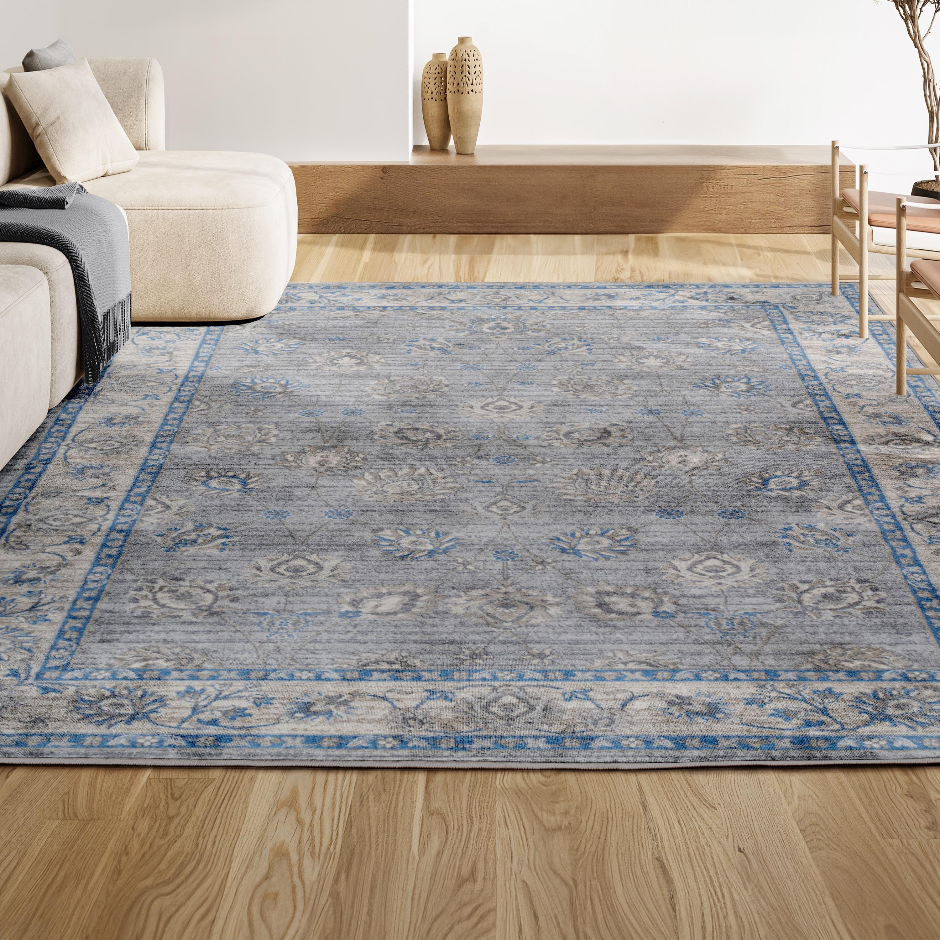 6' x 6' Modern Persian Vintage Moroccan Traditional Area Rug, Gray/Blue - JONATHAN Y