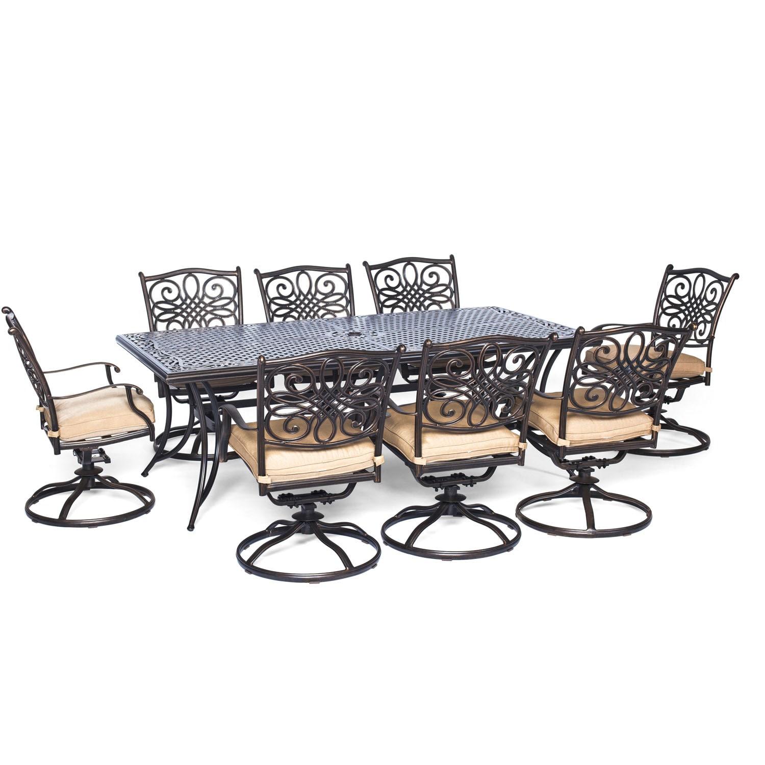 Hanover Traditions 9-Piece Dining Set with Eight Swivel Dining Chairs and a Large 84 x 42 in. Dining Table