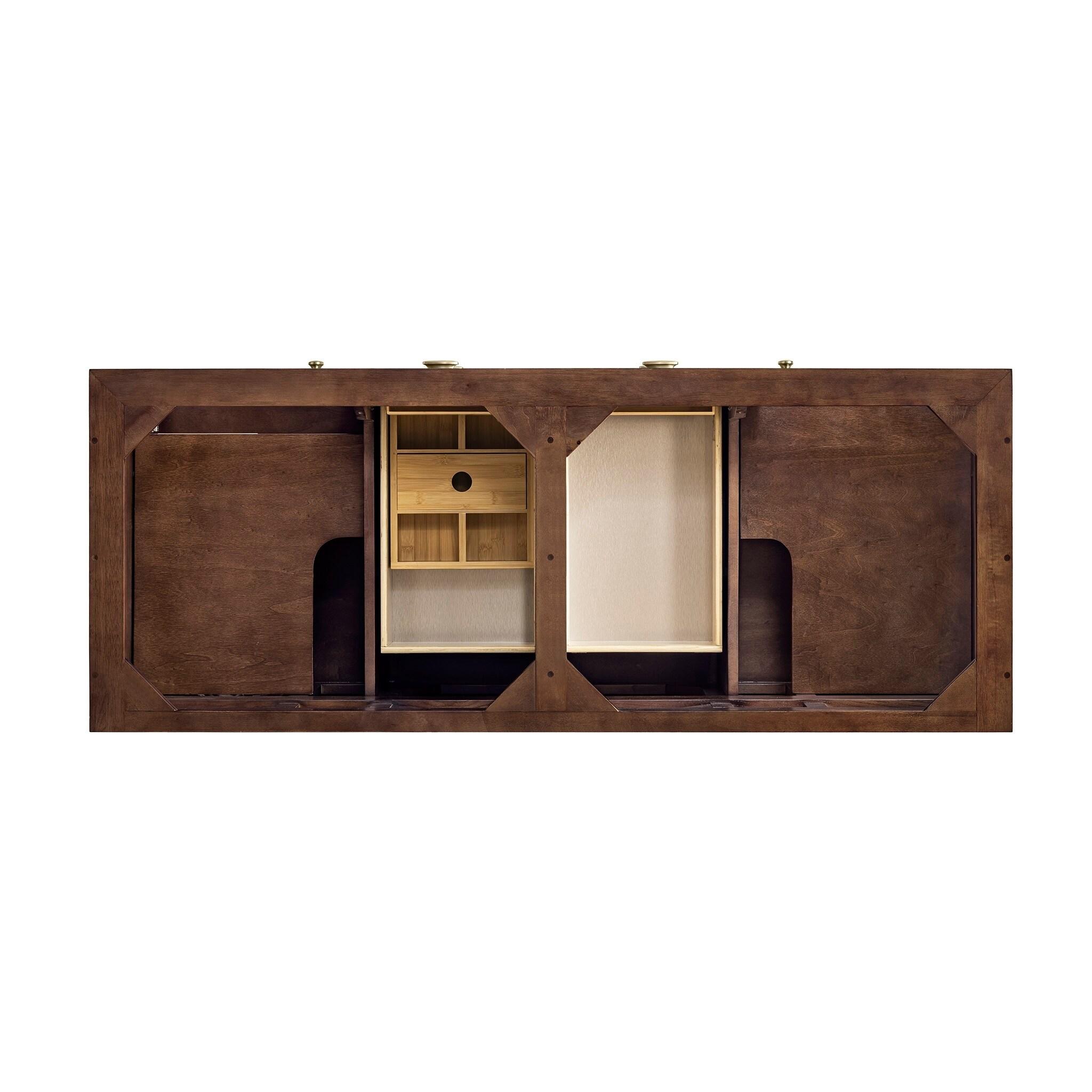 Amberly 60" Walnut Double Vanity Base with Brass Knobs