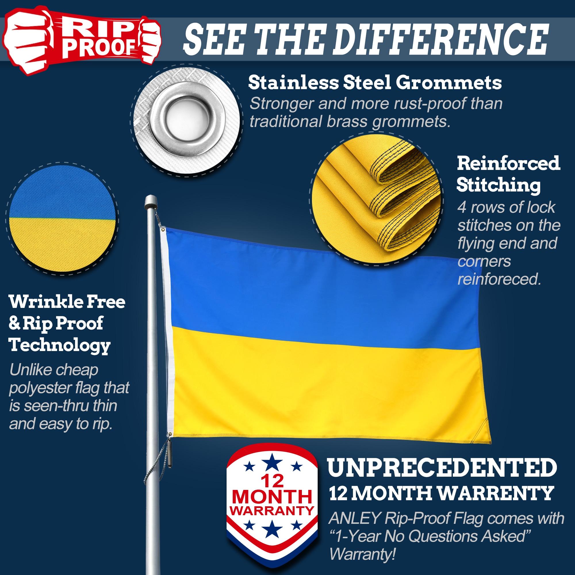 Anley Rip-Proof Double Sided 3-Ply Ukraine Flag 3x5 Ft - The Strongest Longest Lasting Ukrainian National Flag 3X5 Ft