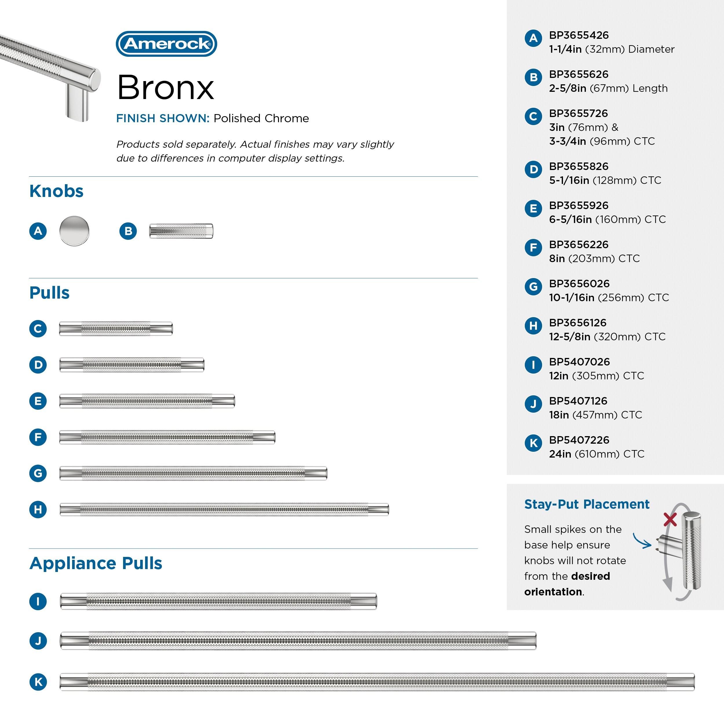 Amerock Bronx 6-5/16 inch (160mm) Center-to-Center Polished Chrome Cabinet Pull