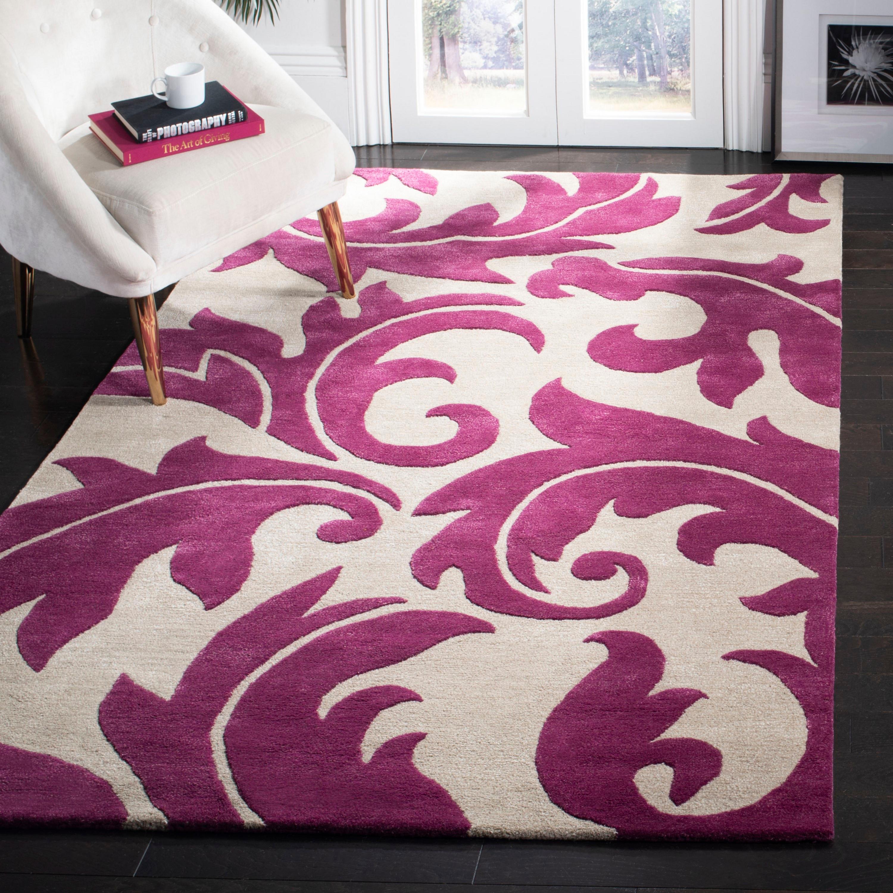 Soho SOH841 Hand Tufted Accent Rug - Purple/Beige - 2'x3' - Safavieh.