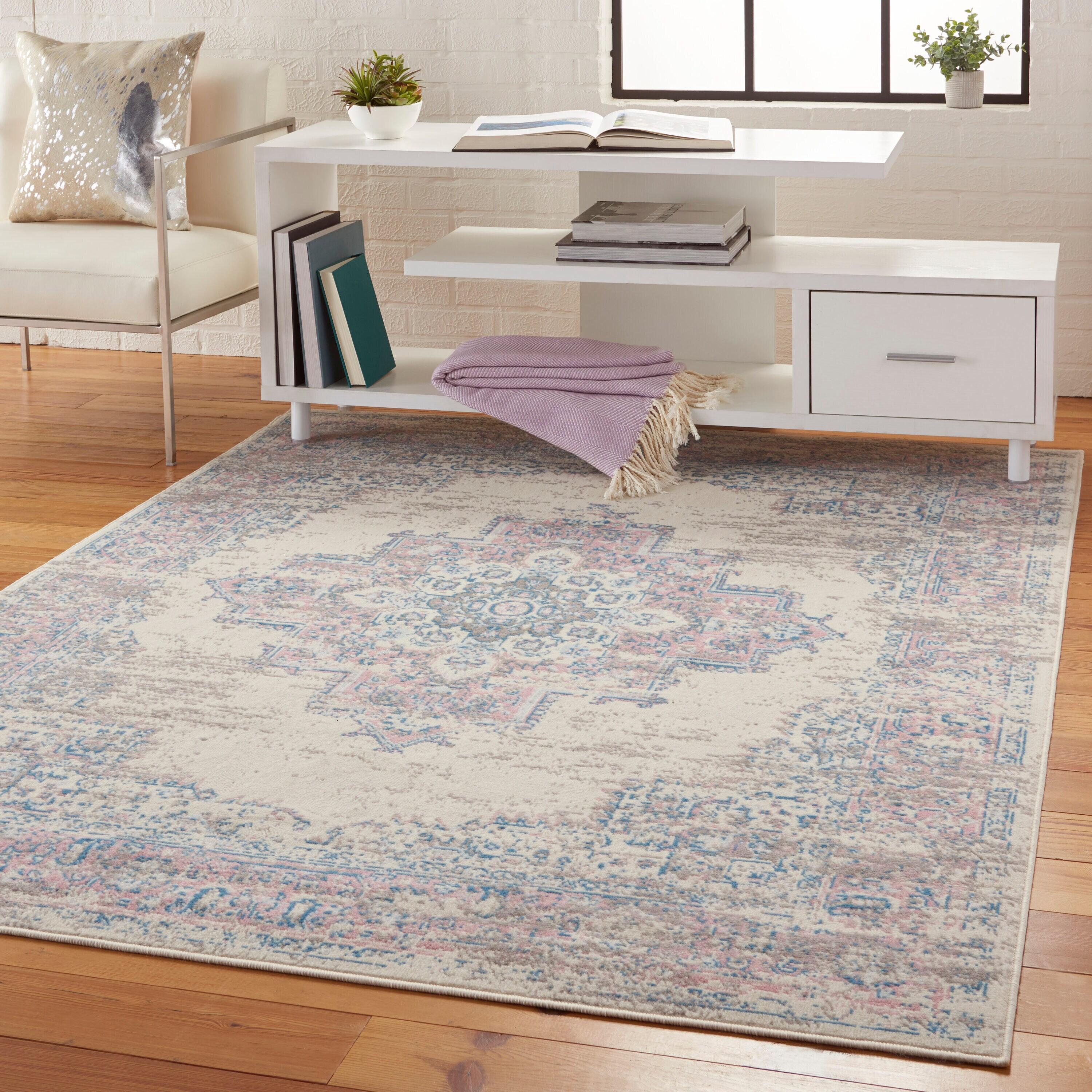 Nourison Grafix GRF14 Ivory/Pink Indoor Area Rug 6' x 9'