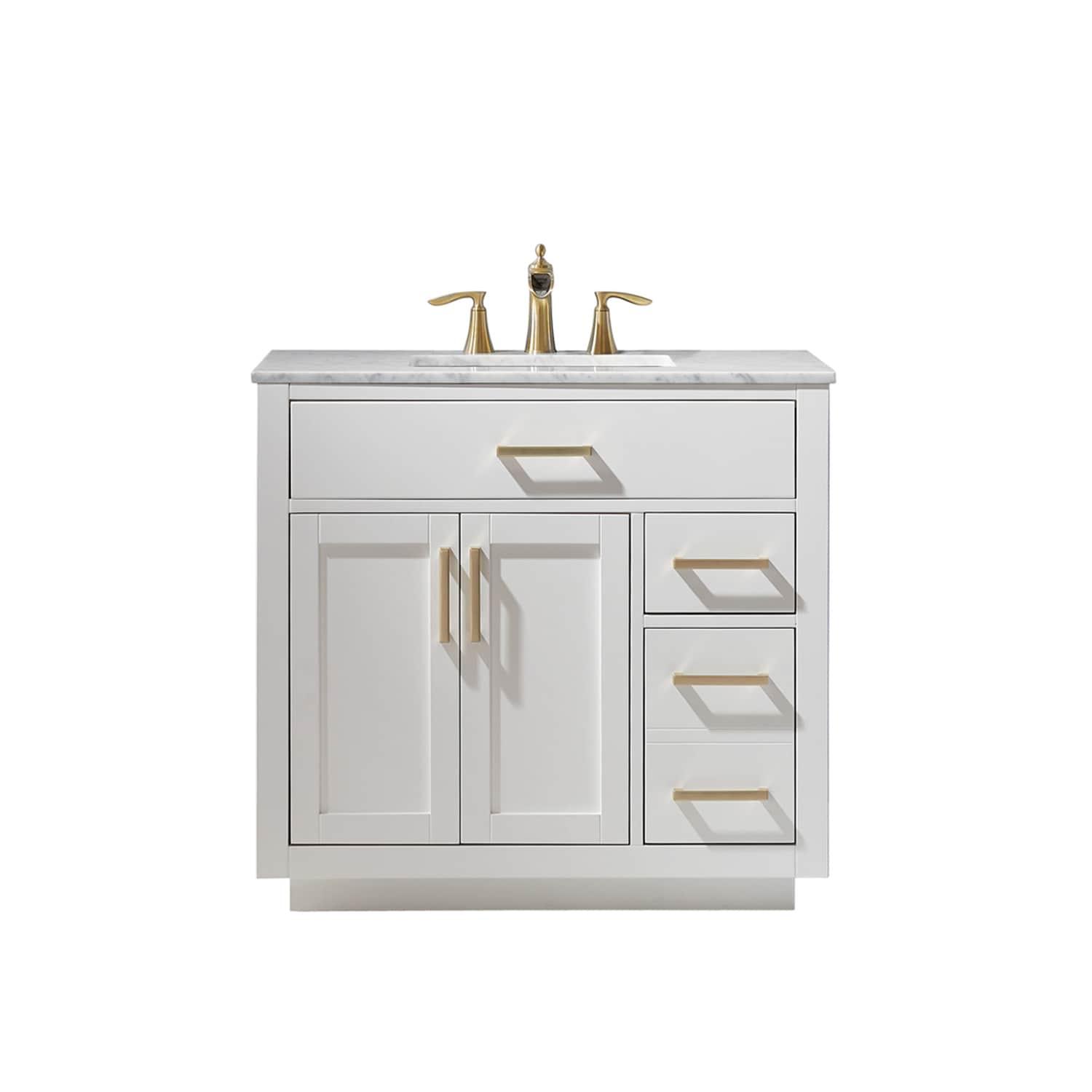 Ivy 36" Marble Countertop Single Vanity w/o Mirror White