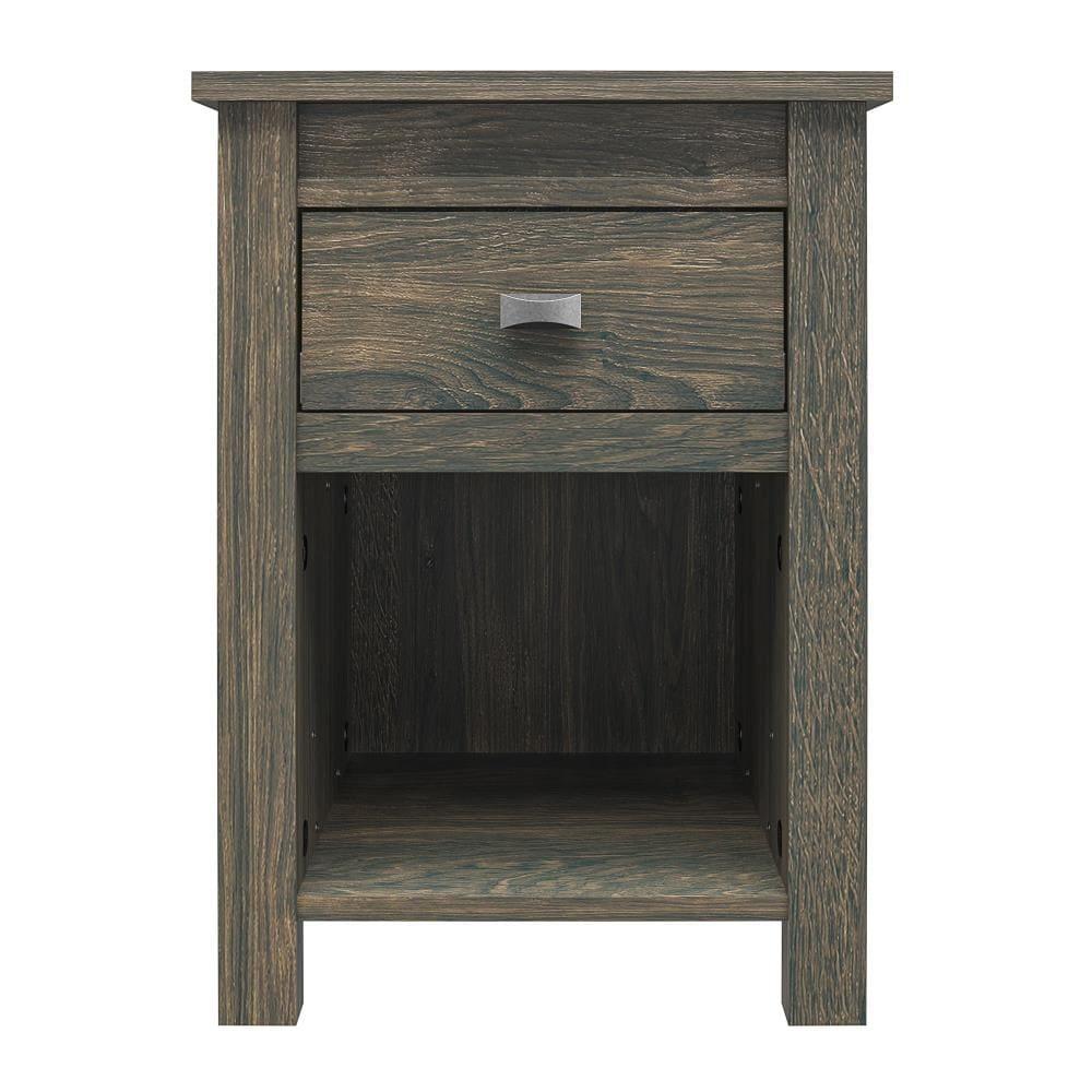 Woven Paths Scandi Farmhouse Nightstand, Weathered Oak