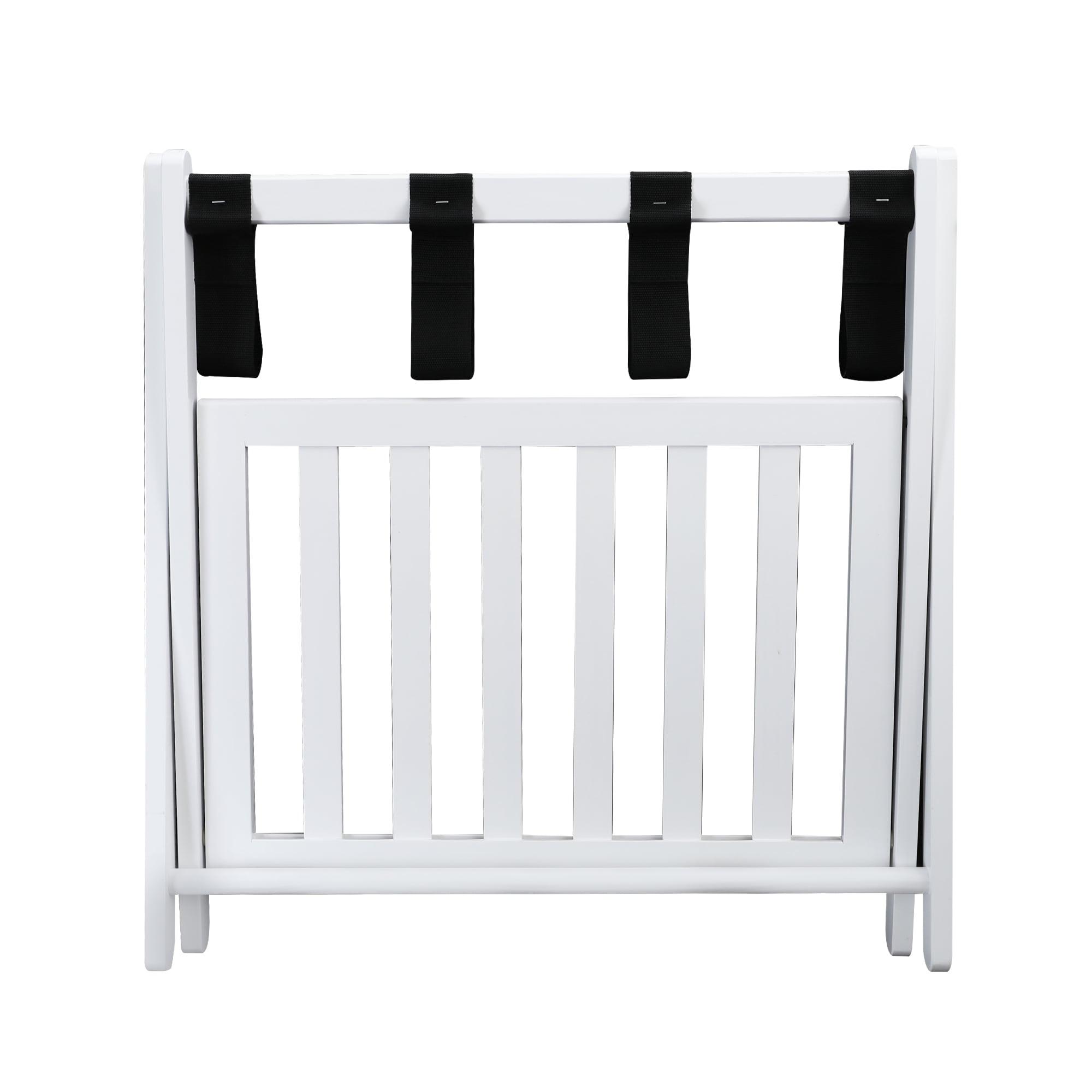 Luggage Rack with Shelf White : Hotel-Style, Folding, No Assembly Required