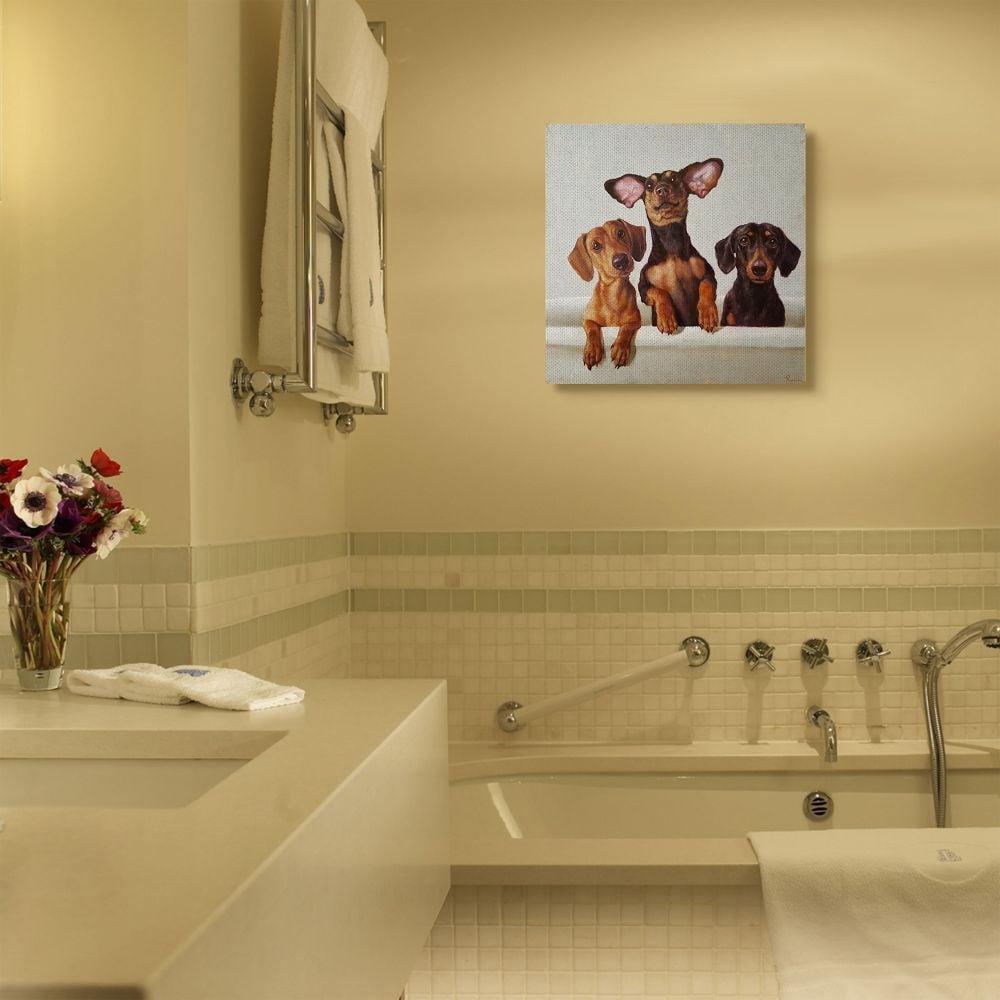 Dachshunds in the Tub Canvas Wall Art 24x24