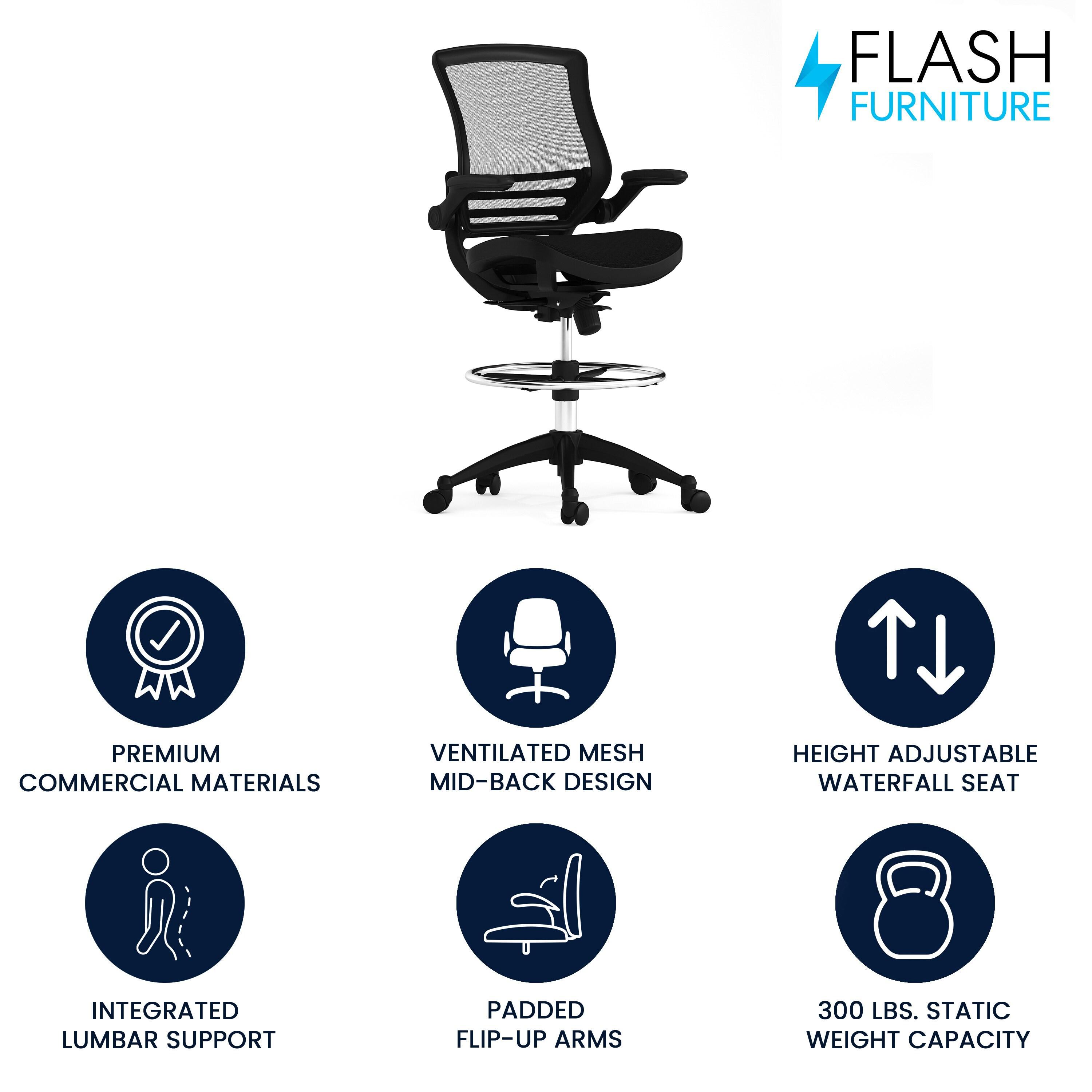 Flash Furniture Mignone Mid-Back Transparent Mesh Office Chair with Flip-Up Arms by Flash Furniture