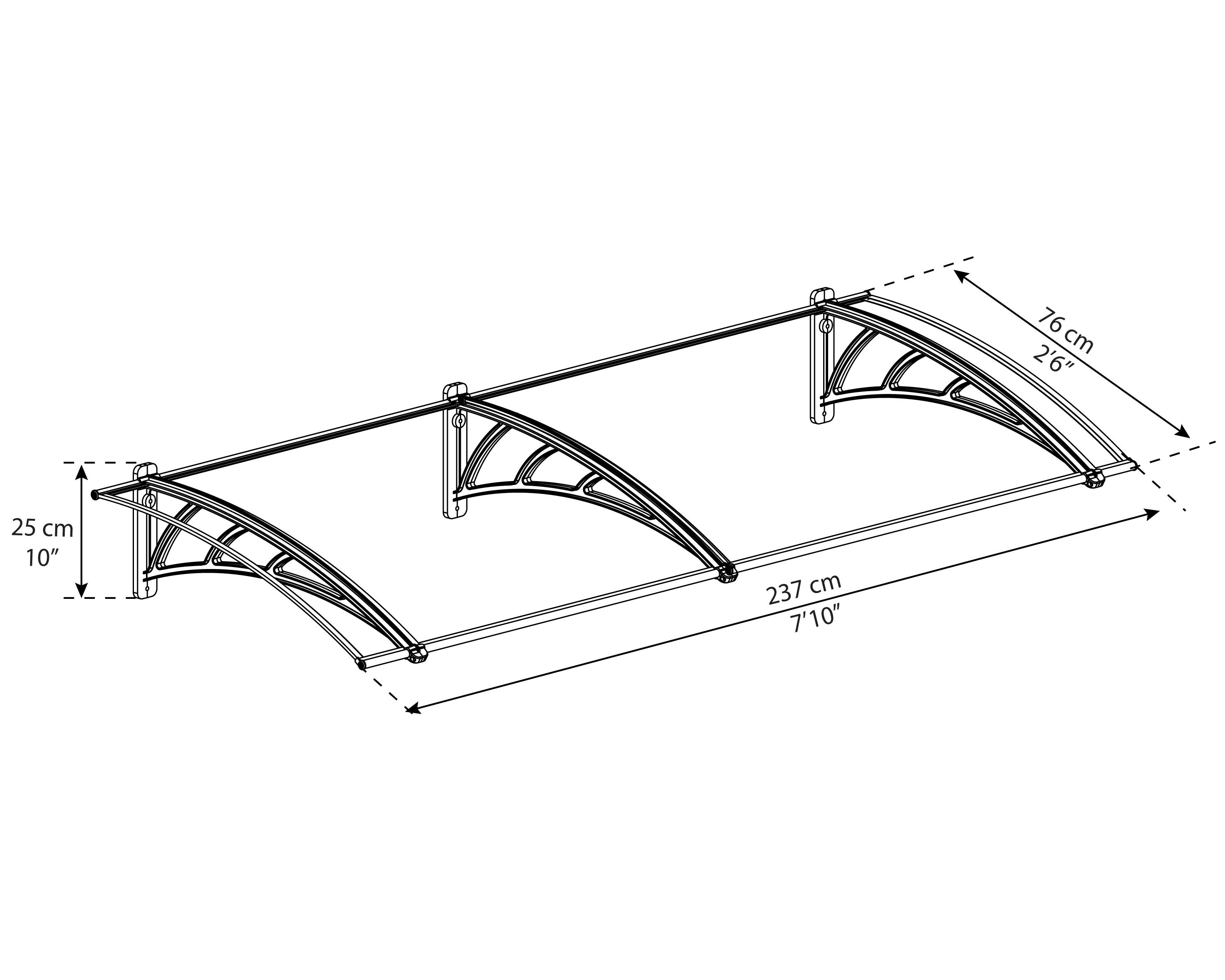 Palram - Canopia Neo Polycarbonate Clear Stationary Slope Door and Window Awning