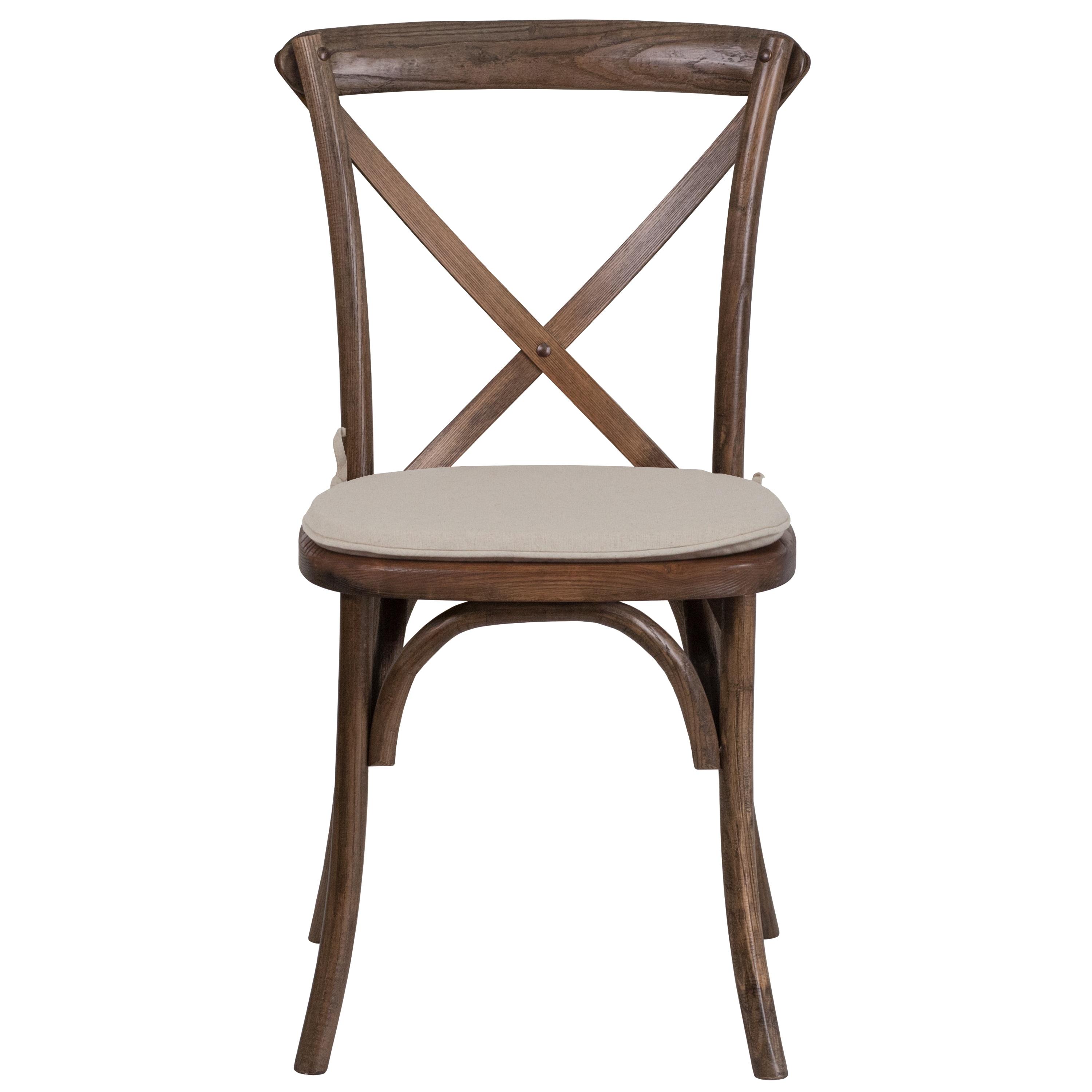 Flash Furniture HERCULES Series Stackable Early American Wood Cross Back Chair with Cushion
