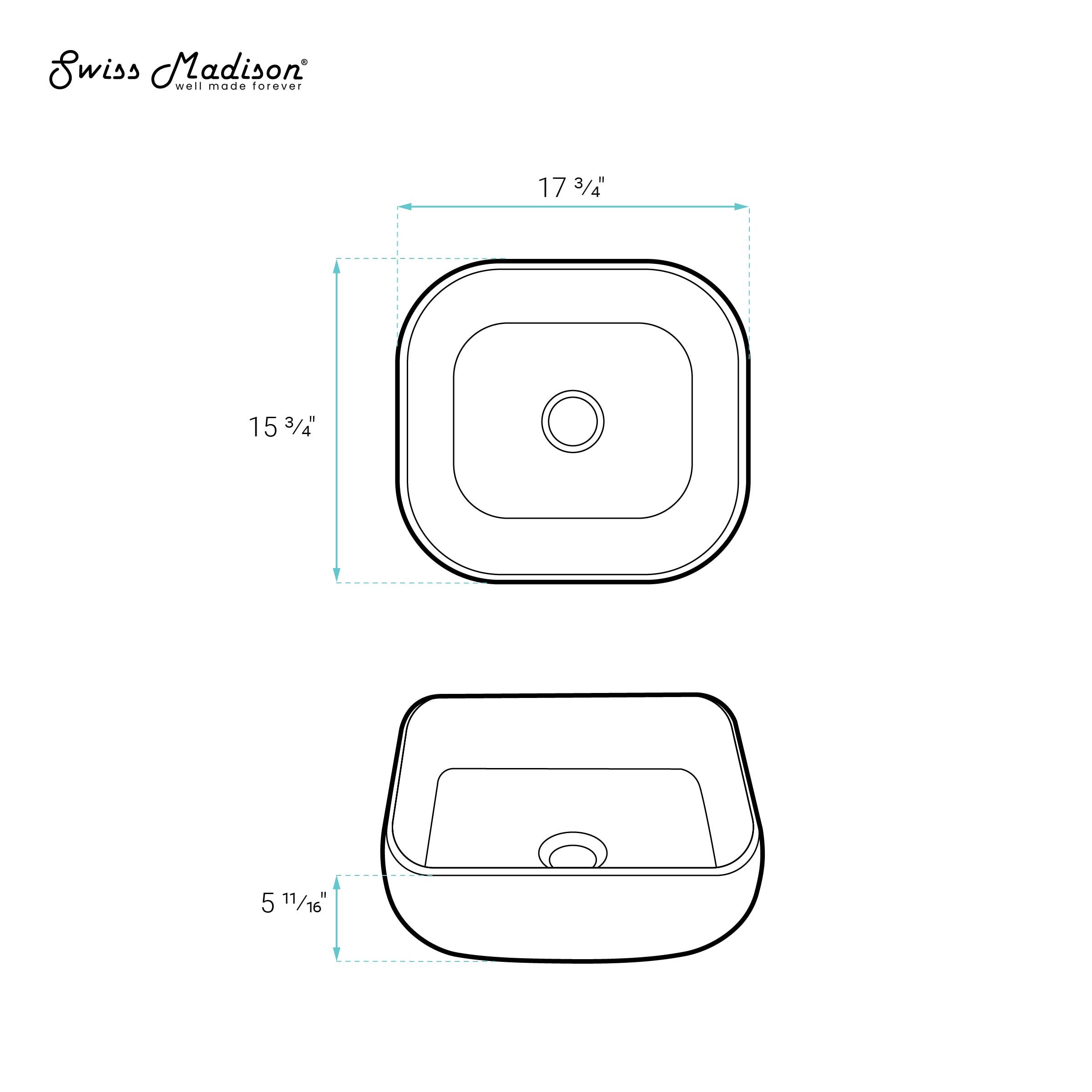 Swiss Madison SM-VS273 Château 18 Square Ceramic Vessel Sink