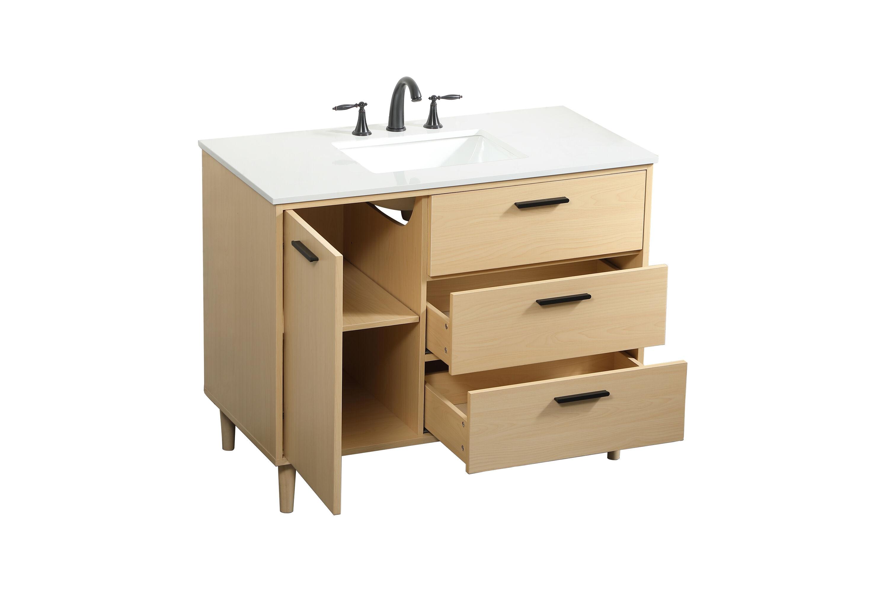 Baldwin 42'' Single Bathroom Vanity with Engineered Marble Top