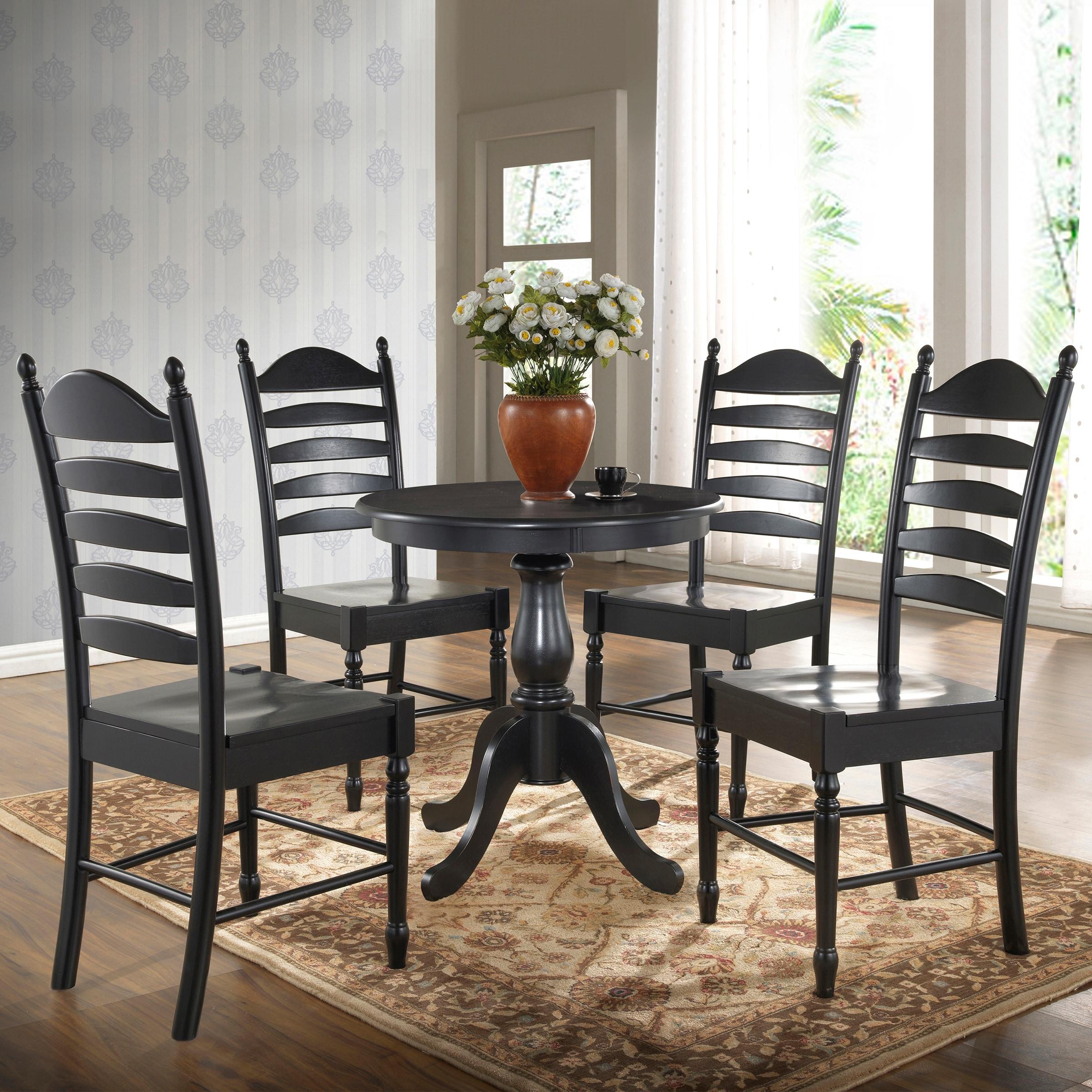 Carolina Living 30" Salem Round Pedestal Dining Table Black: Rubberwood, MDF, Non-Extension