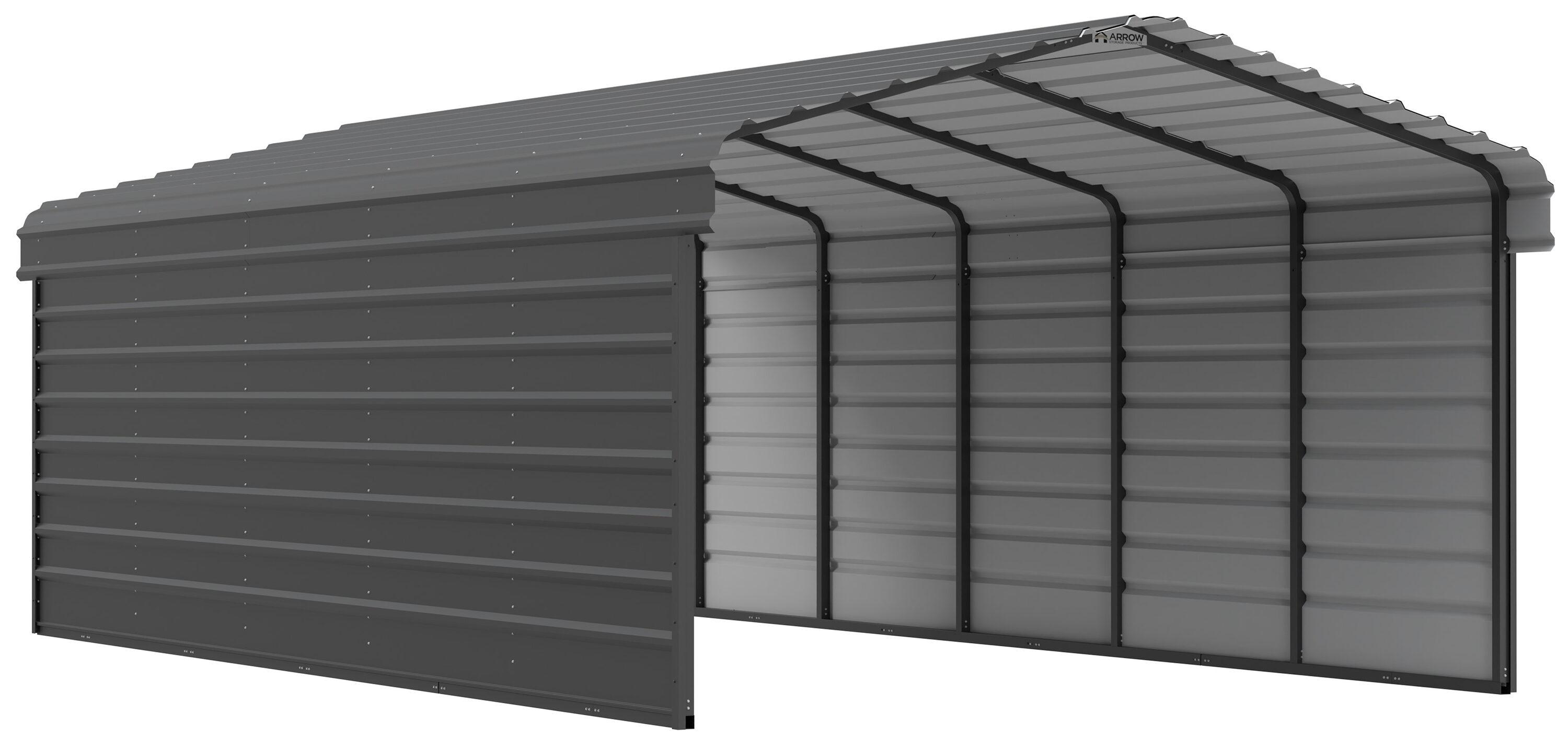 Arrow 24 x 12 ft Eggshell Carport with 2-sided Enclosure