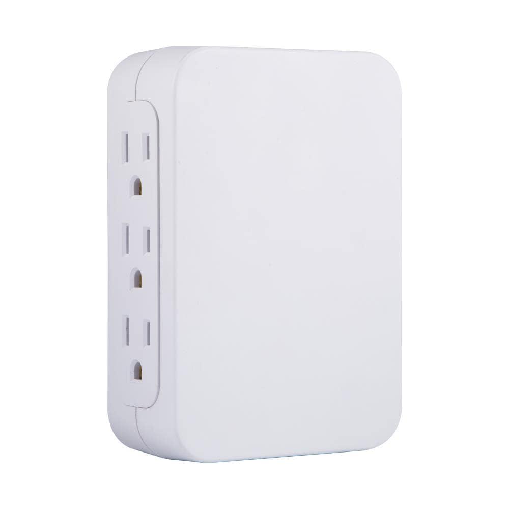 GE Pro 6-Outlet Side-Access Wall Adapter Surge Protector, White, 10353