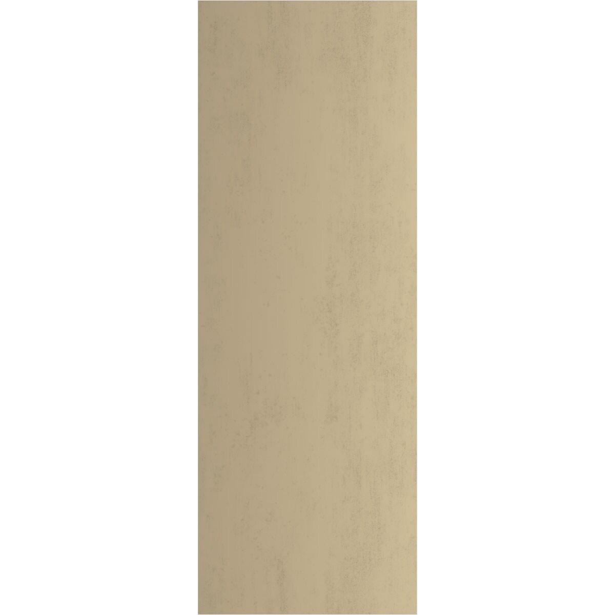 Ekena Millwork 16 1/2"W x 38"H Rustic Three Board Joined Board-n-Batten Hand Hewn Faux Wood Shutters (Per Pair), Primed Tan