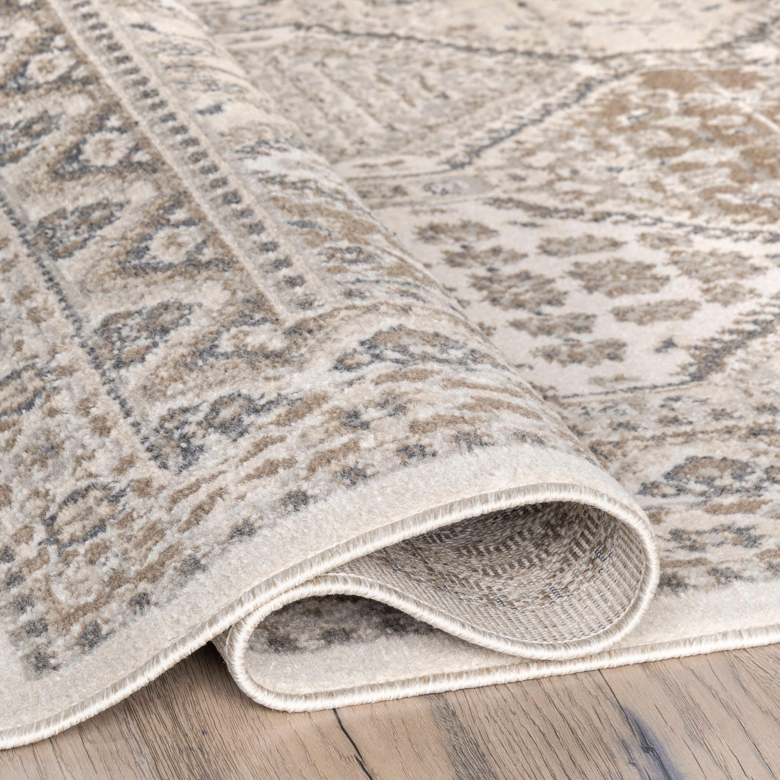 Nuloom Oval 7x9 Becca  Tiled Indoor Area Rug, Beige, Faded Transitional Design, Stain Resistant, BedroomLiving Room, Kitchen,