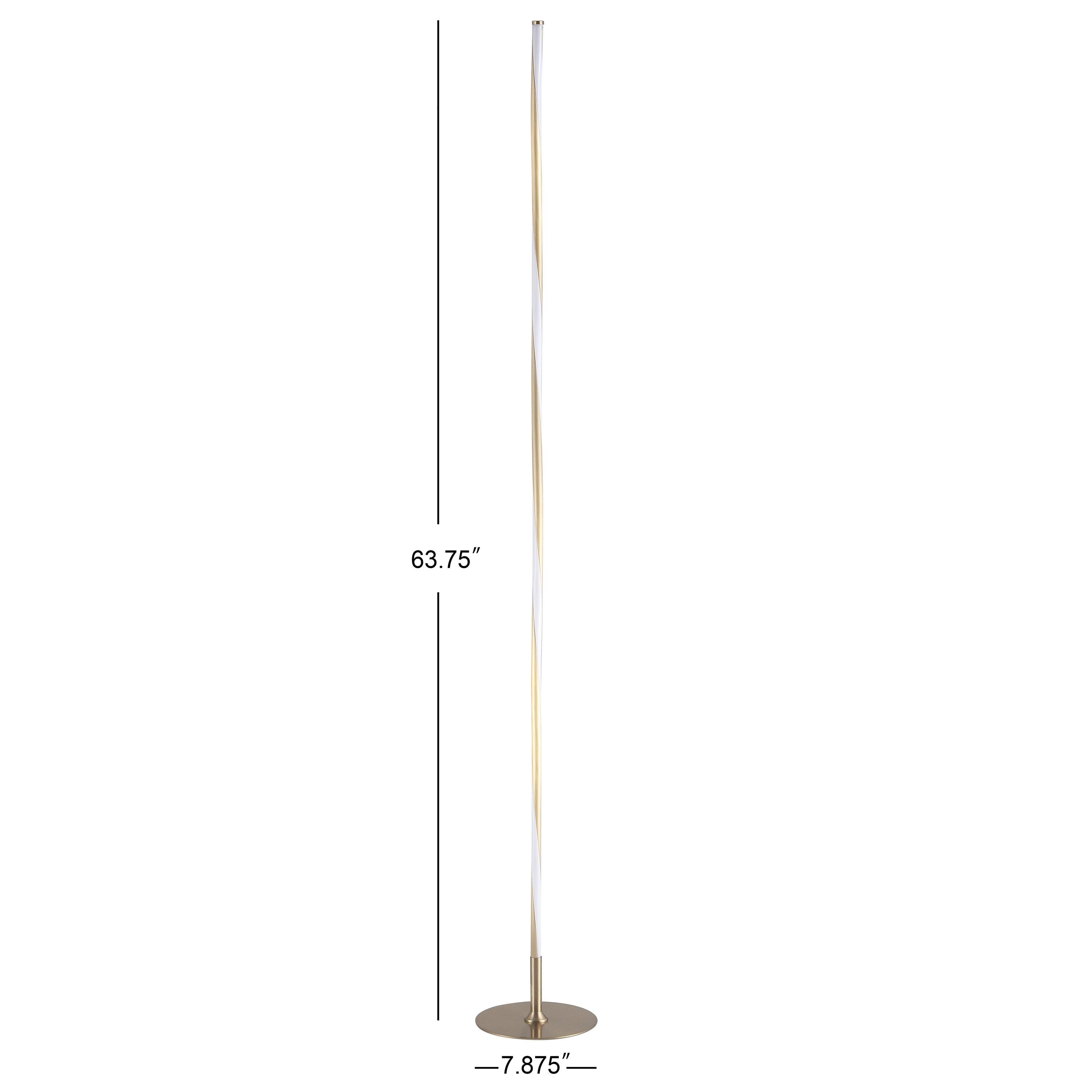 JONATHAN Y JYL7006B Pilar 63.75" LED Integrated Floor Lamp, Modern, Contemporary for living room, dinning room, bedroom, office, Gold